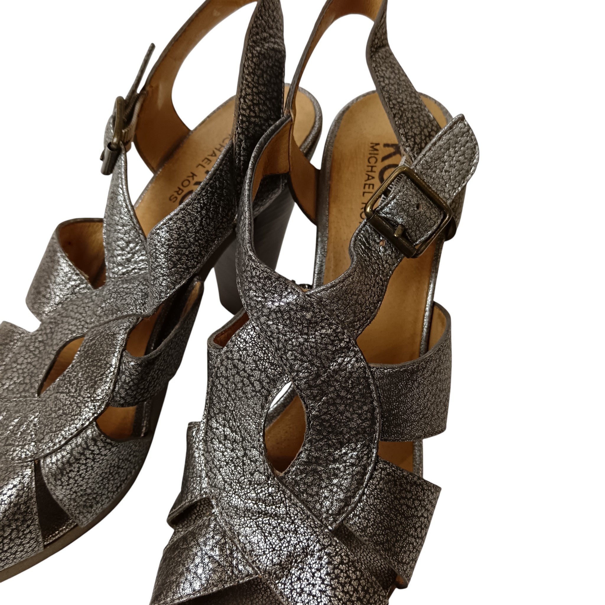 Close up image for Michael Kors Silver Block Heel Platform Ladies Sandals  UK 8.5 US 11 -  Womenswear | Preloved