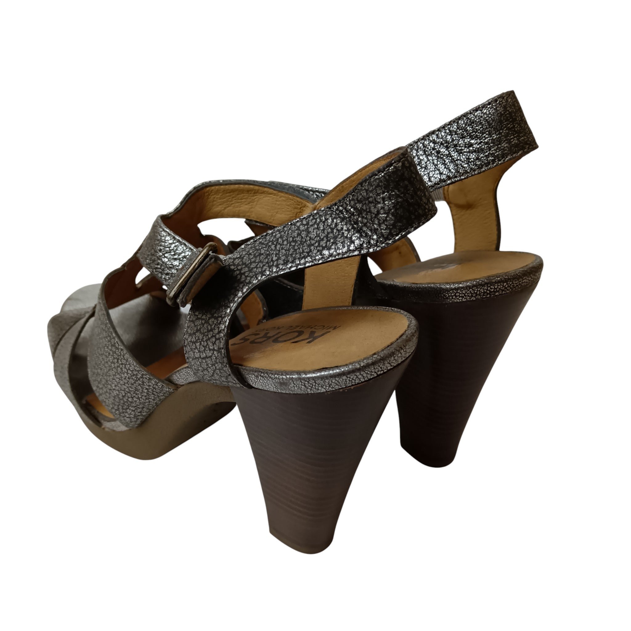 Back/ heels image for Michael Kors Silver Block Heel Platform Ladies Sandals  UK 8.5 US 11 - Womenswear | Preloved