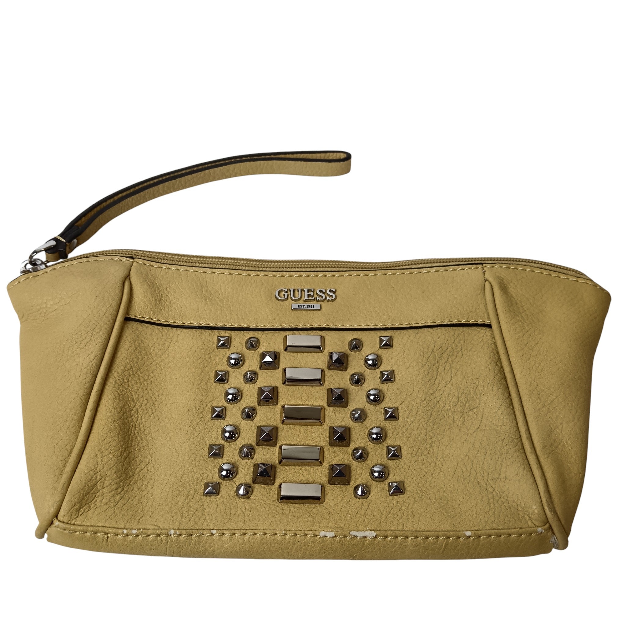 Front image for Vintage GUESS Yellow Studded  Ladies Clutch Bag- Womenswear | Pre-loved