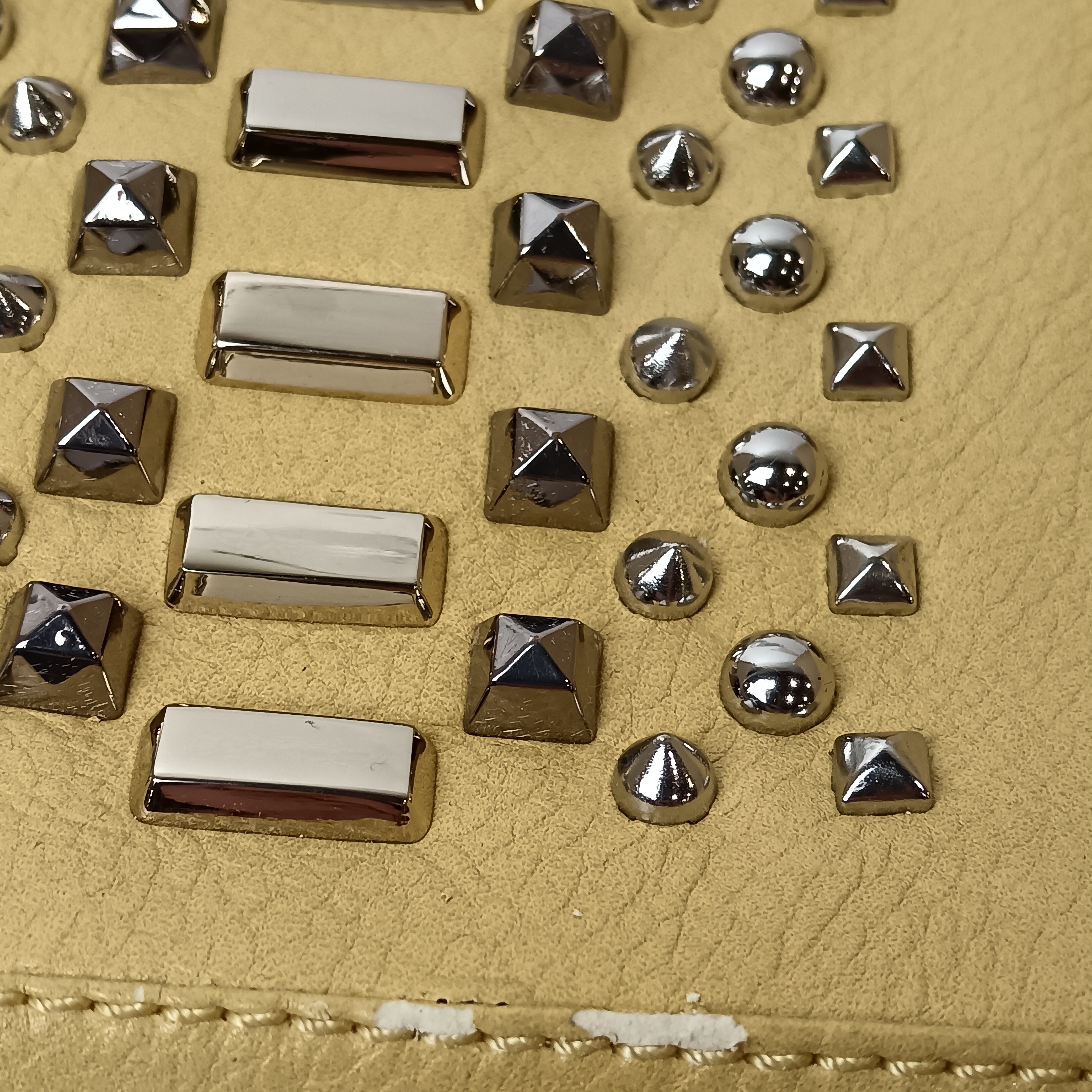 Close up image for Vintage GUESS Yellow Studded  Ladies Clutch Bag- Womenswear | Pre-loved