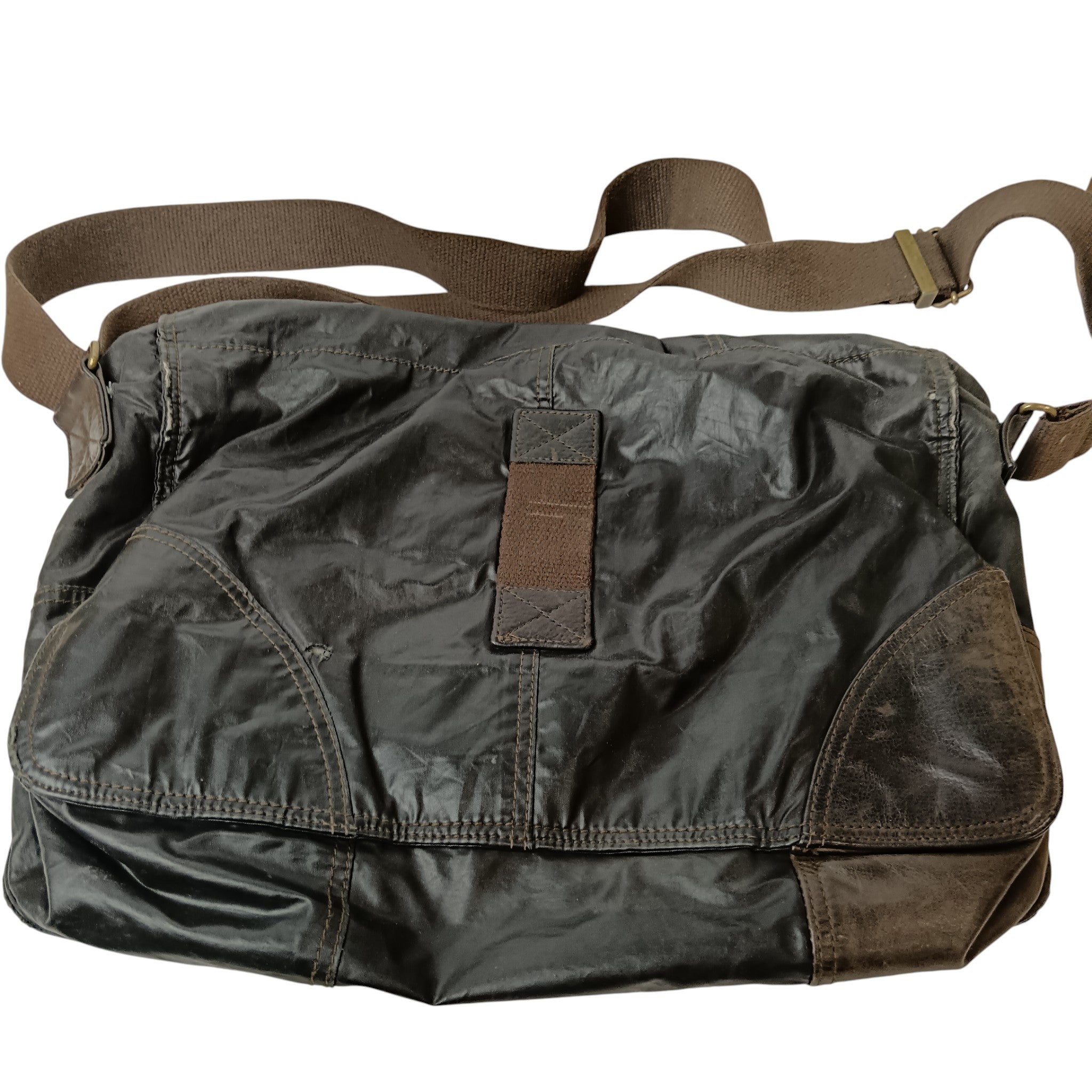 Back image for Vintage Belstaff  Cotton Leather Messenger Bag - Antique Brown Black -  Menswear | Pre-loved