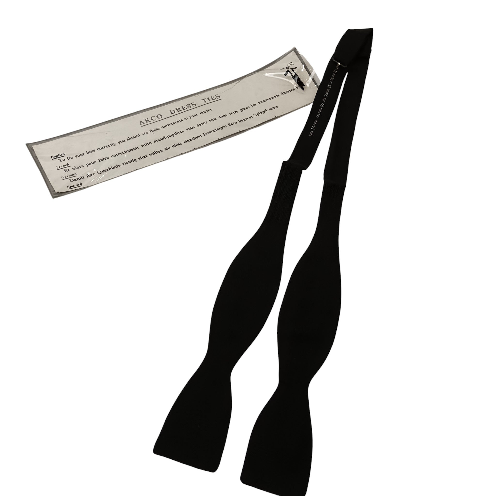 Image for Vintage AKCO  Black Rayon  LUXURY Pre-tied Bow Dress Tie In Original Packaging - Menswear | Pre-loved