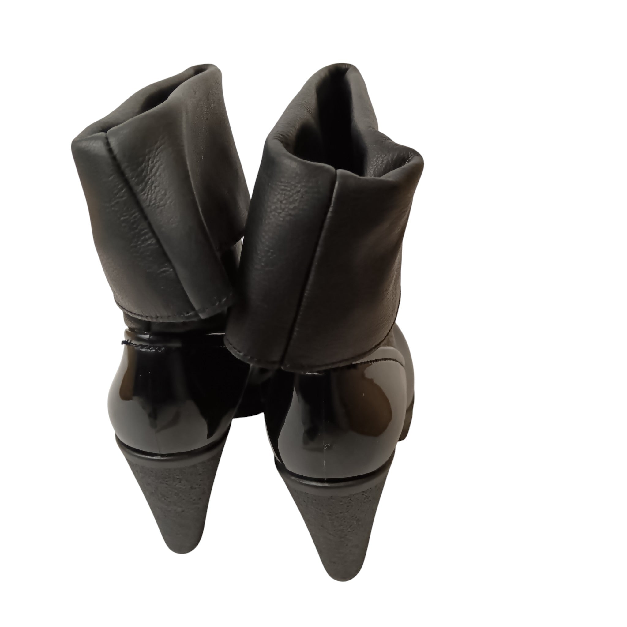 Back image for Sage Wilson Vicky Black Leather PVC Women's Boots Size 39  Fold-Over Cuff BNWT-  Womenswear | Pre-loved