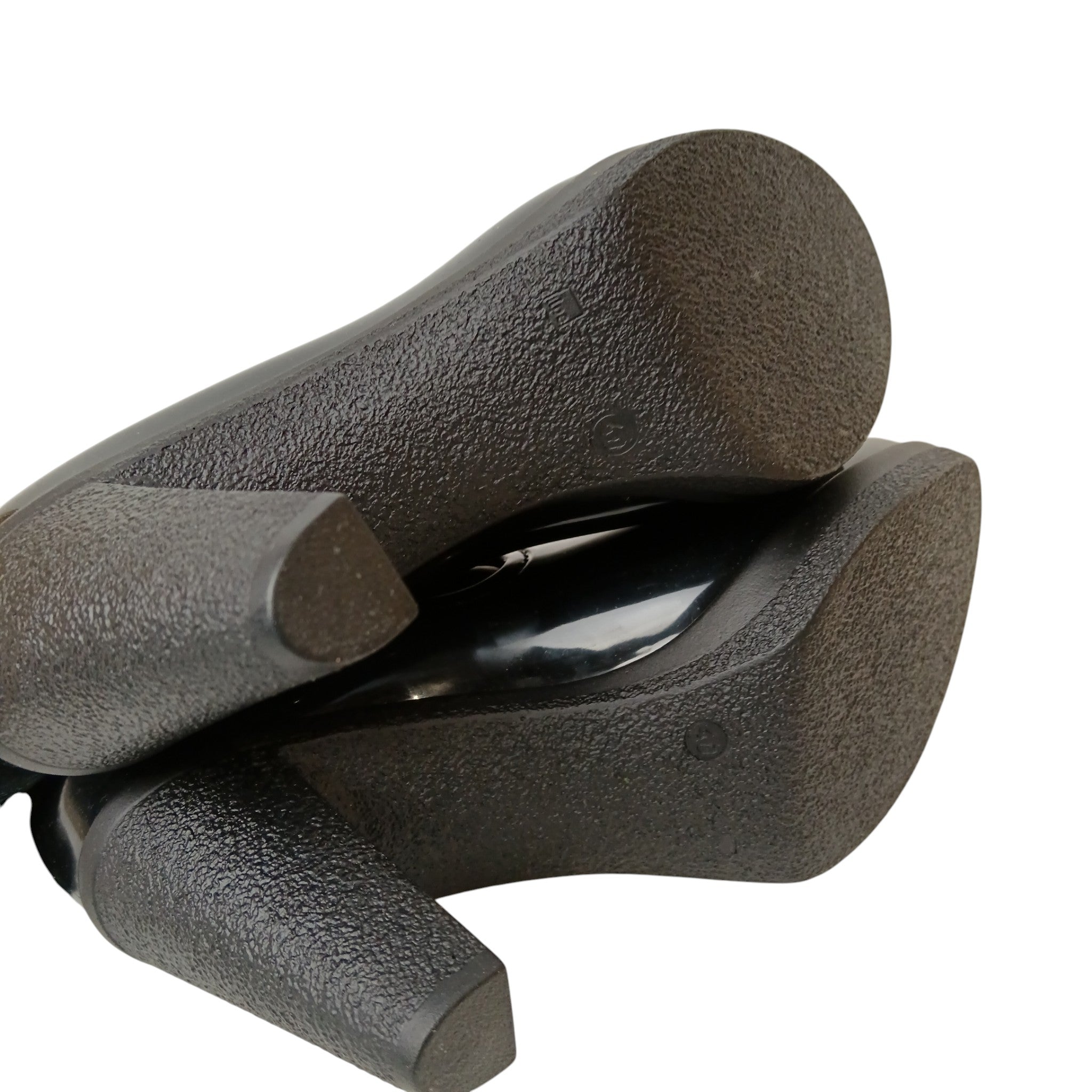 Outsole image for Sage Wilson Vicky Black Leather PVC Women's Boots Size 40 Fold-Over Cuff BNWT -  Womenswear | Pre-loved