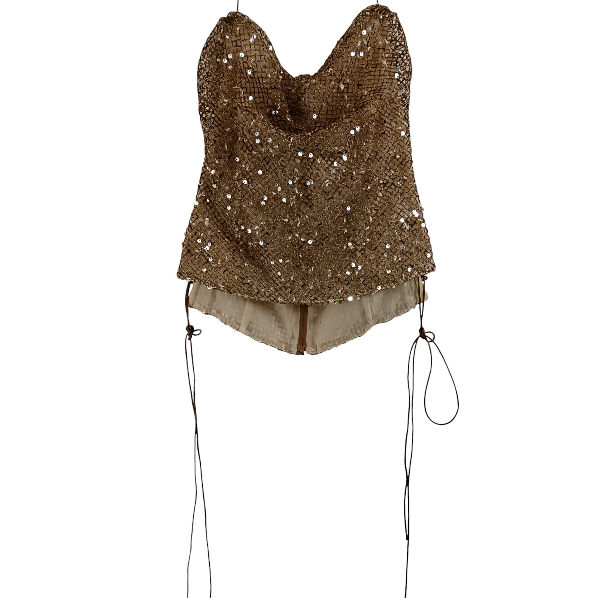 Front image for Jaded London Gold Beige Sequined Knit Corset  Ladies Top UK 12 - Tags On -Womenswear | Pre-loved