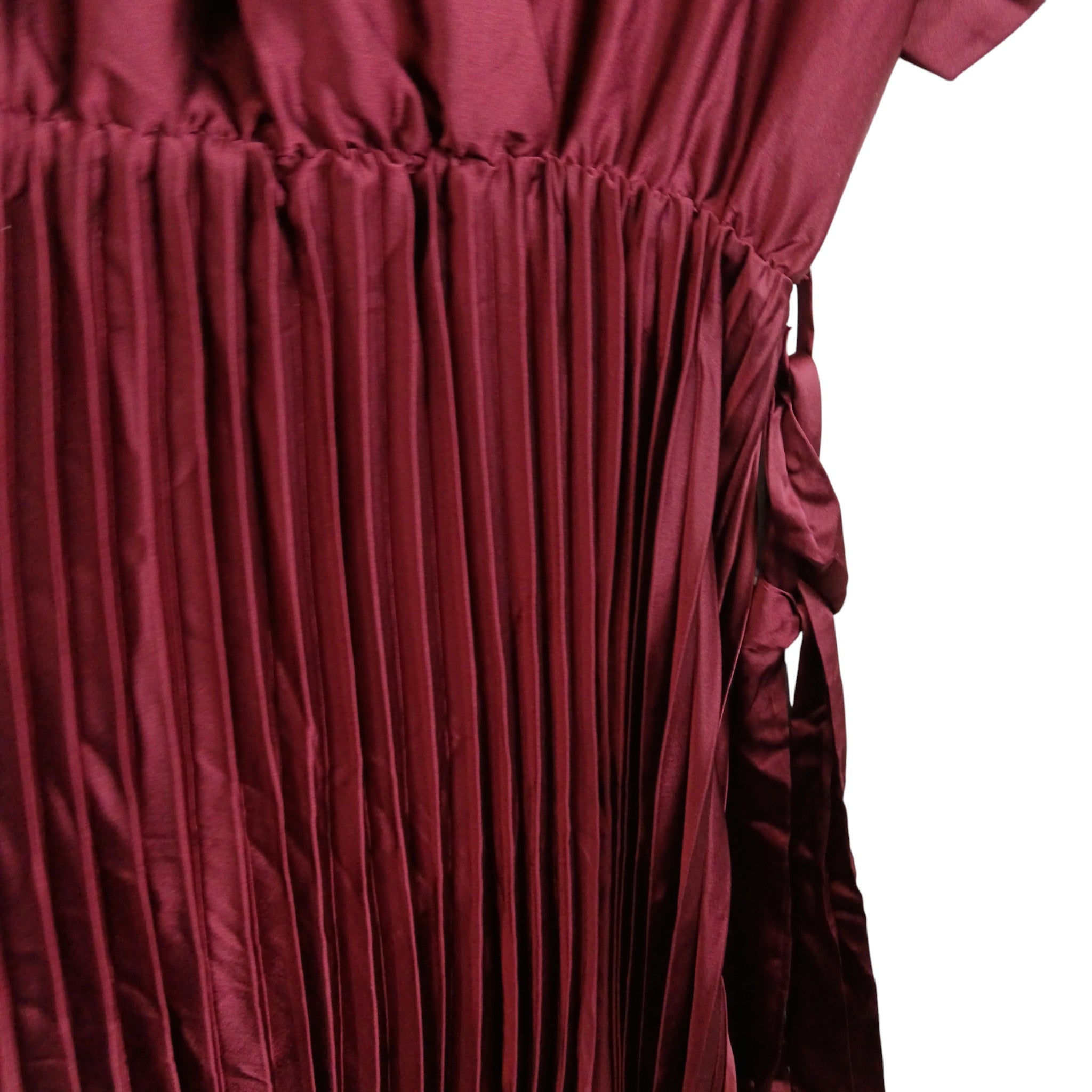 Close up image for New Look Curves Burgundy Red Pleated Midaxi Wrap Dress UK 20 - Tags On - Womenswear | Pre-loved