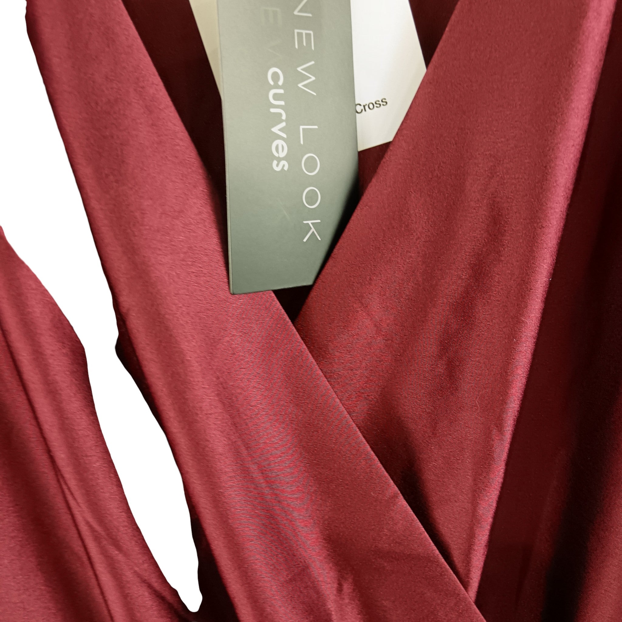 Close up image for New Look Curves Burgundy Red Pleated Midaxi Wrap Dress UK 20 - Tags On - Womenswear | Pre-loved