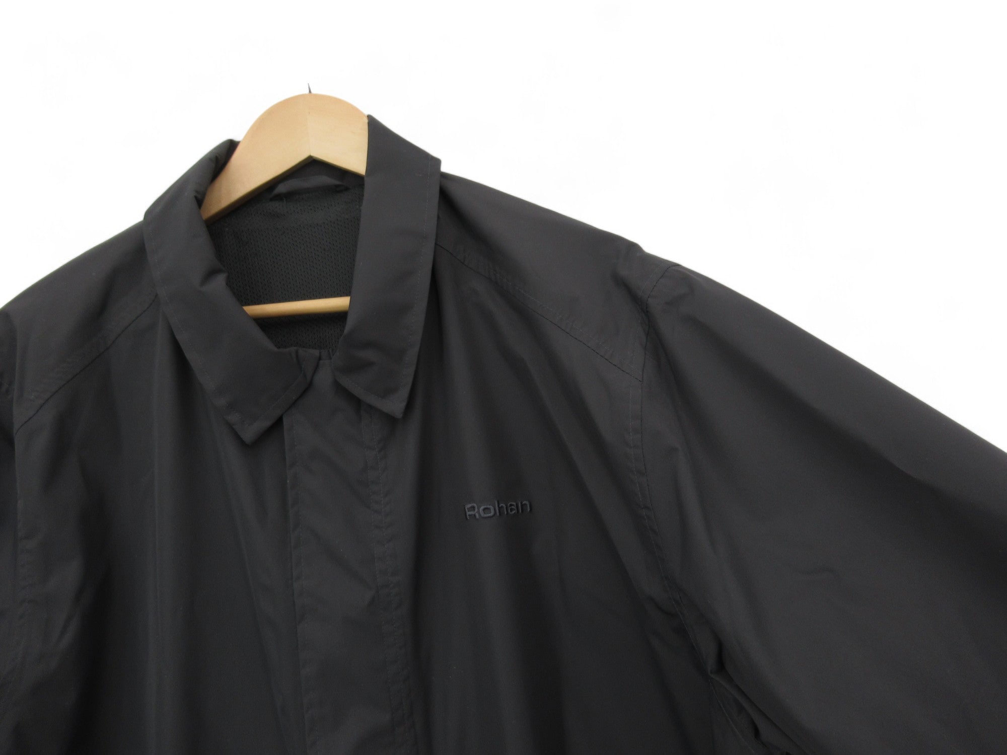 Close up front image for Rohan Large Black Waterproof Mackintosh Menswear | Preloved