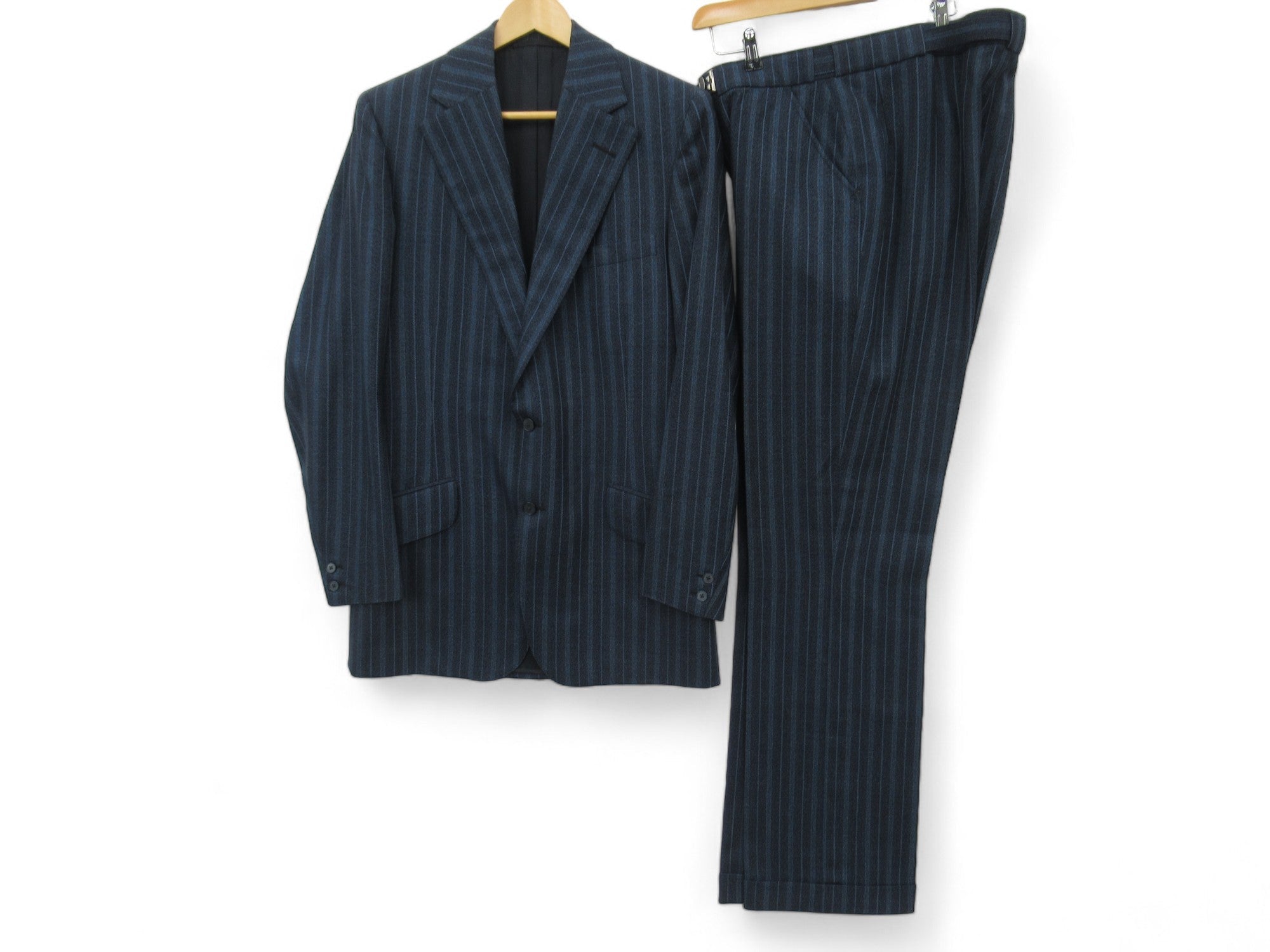 Front image for Barry Kratky 40 Blue Pinstripe 2 Piece Suit Menswear | Preloved 