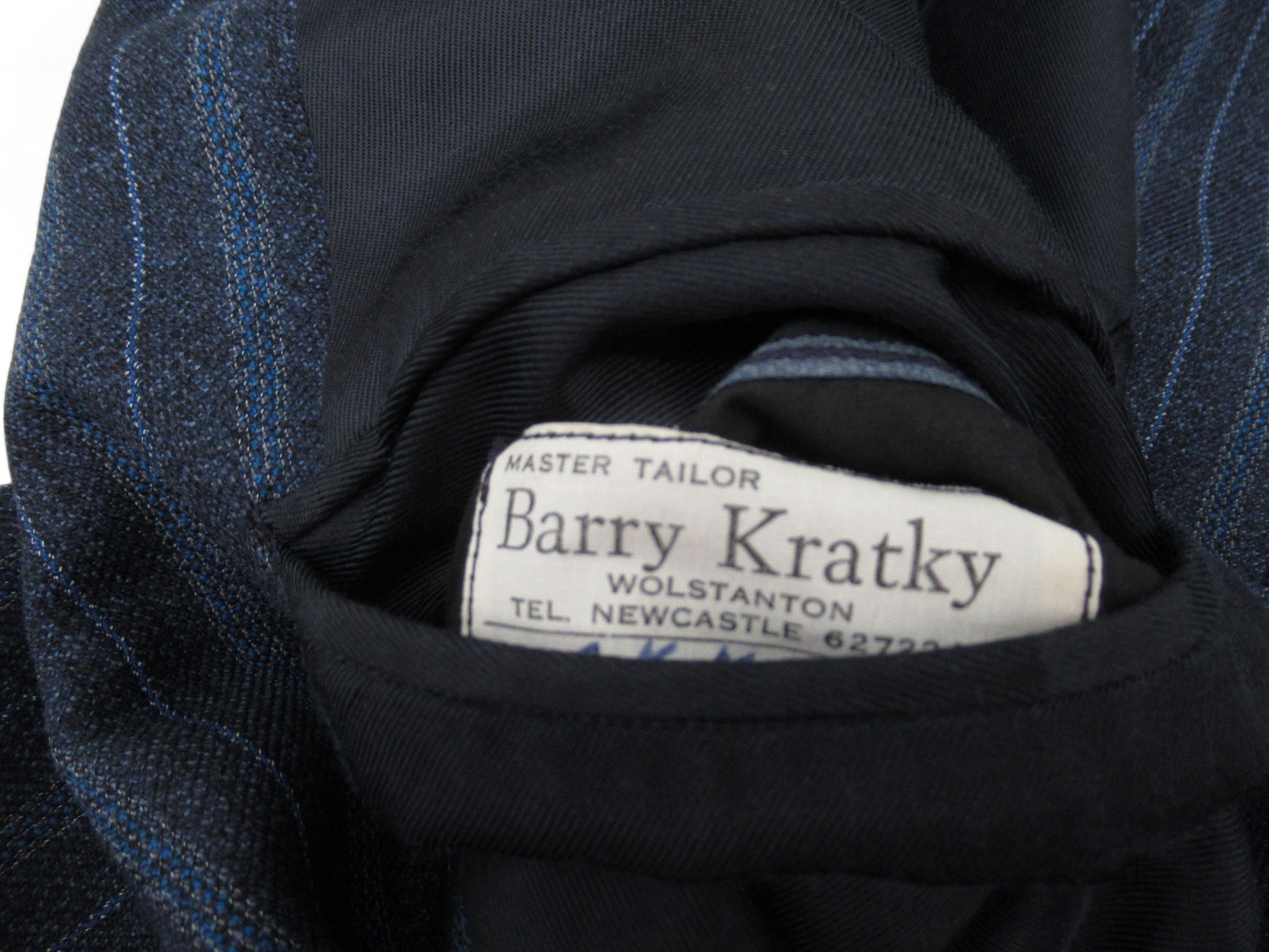 Brand label for Barry Kratky 40 Blue Pinstripe 2 Piece Suit Menswear | Preloved 