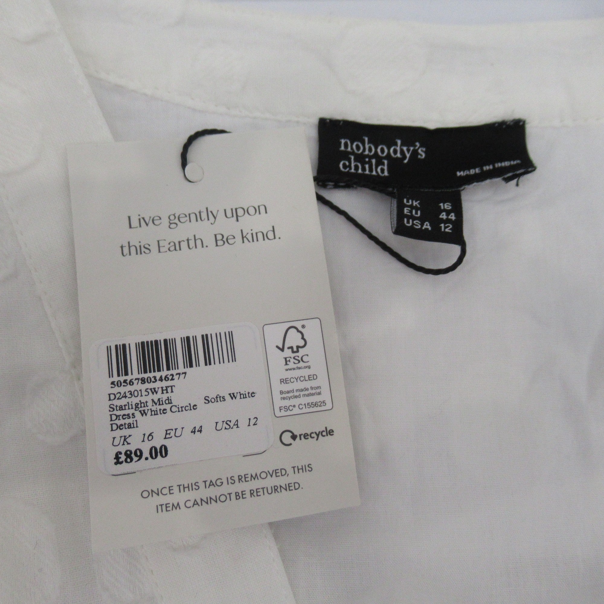 label image for Nobodys Child Midi Dress UK 16 White Womenswear | Preloved