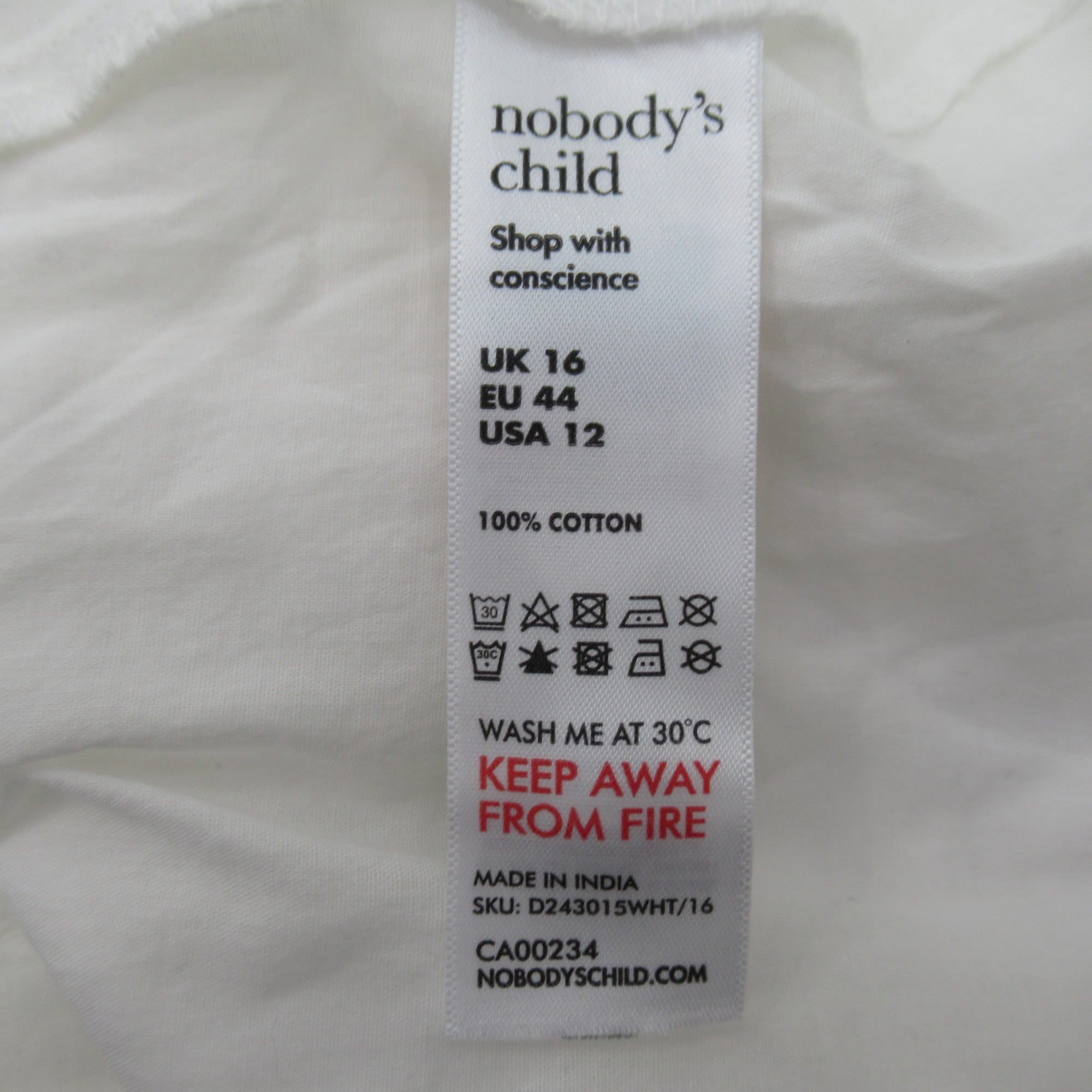 care label image for Nobodys Child Midi Dress UK 16 White Womenswear | Preloved