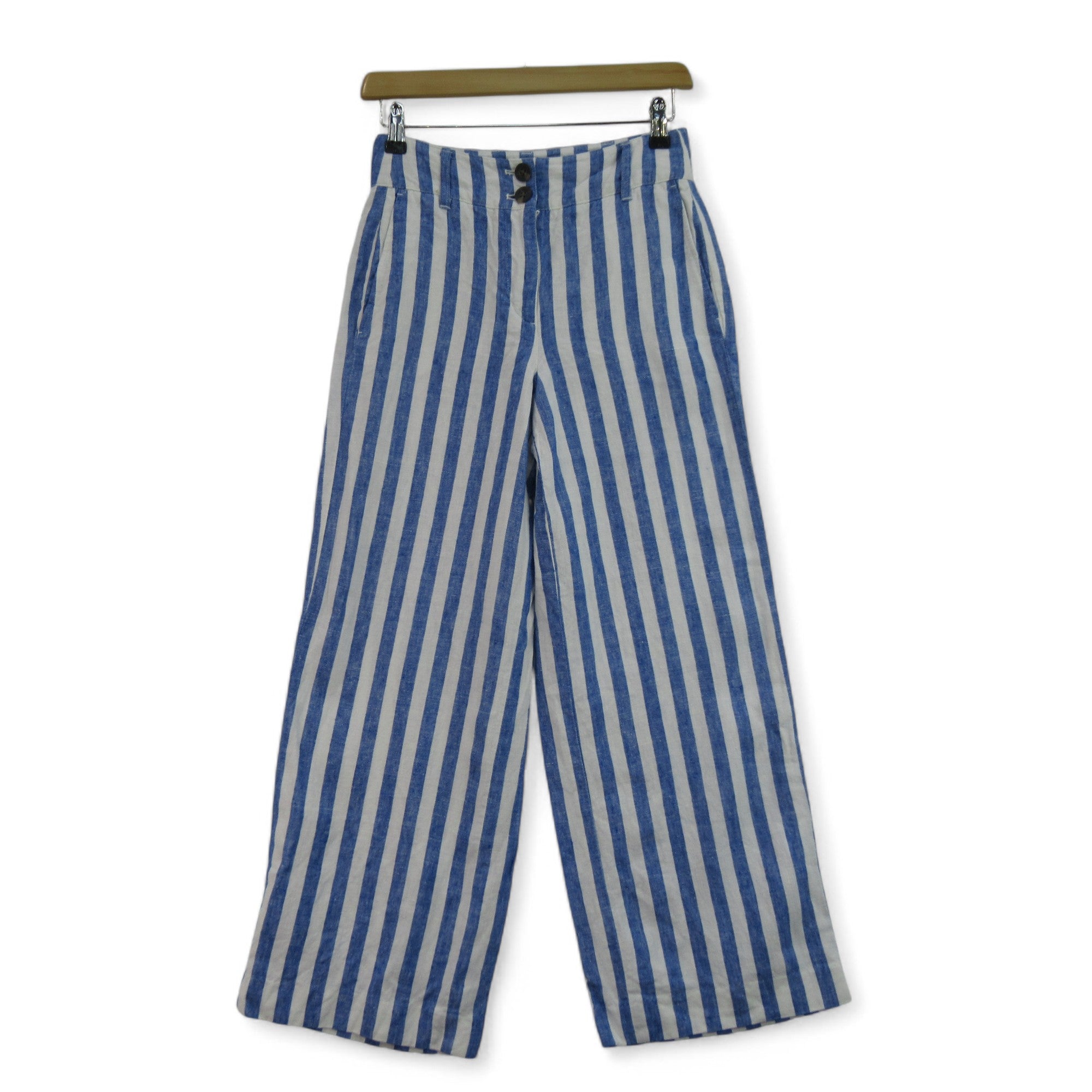 front image for Boden Trousers UK 6P Blue White Striped Womenswear | Preloved