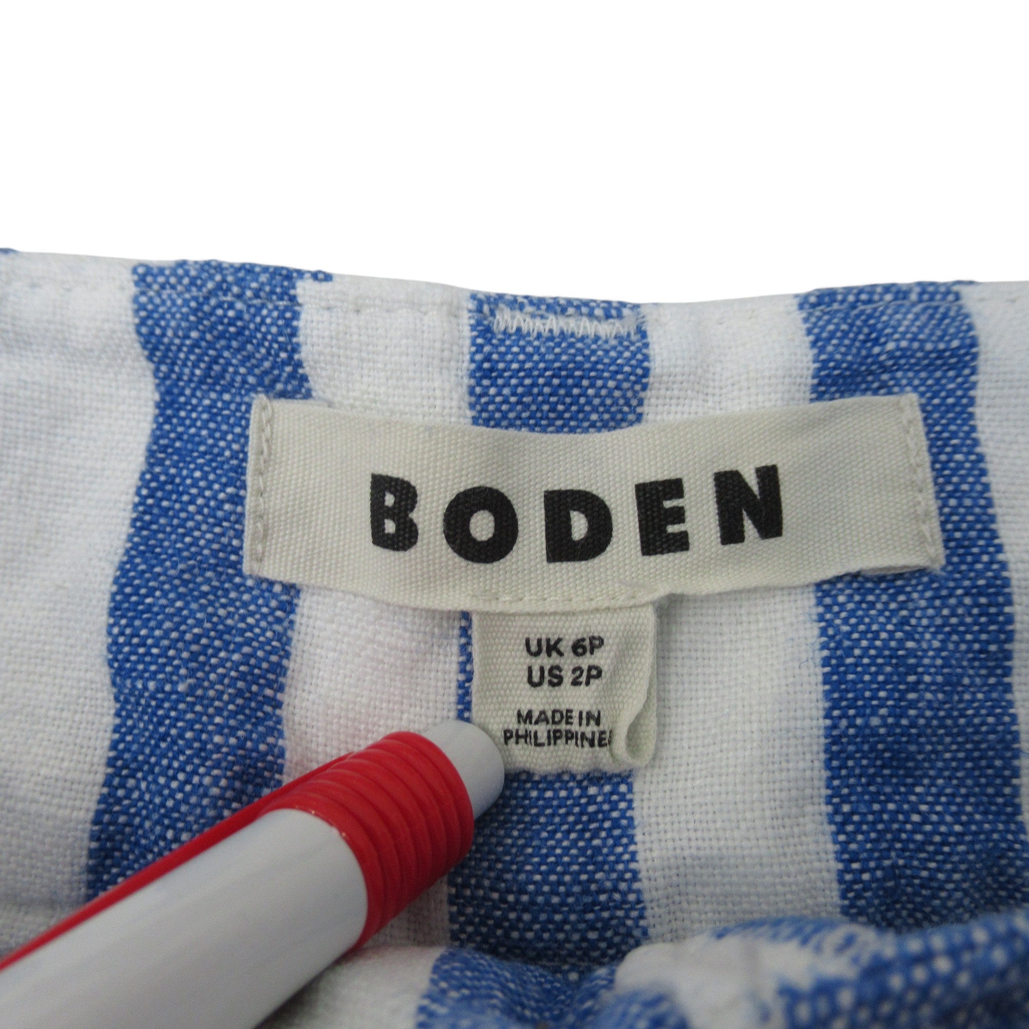 label image for Boden Trousers UK 6P Blue White Striped Womenswear | Preloved