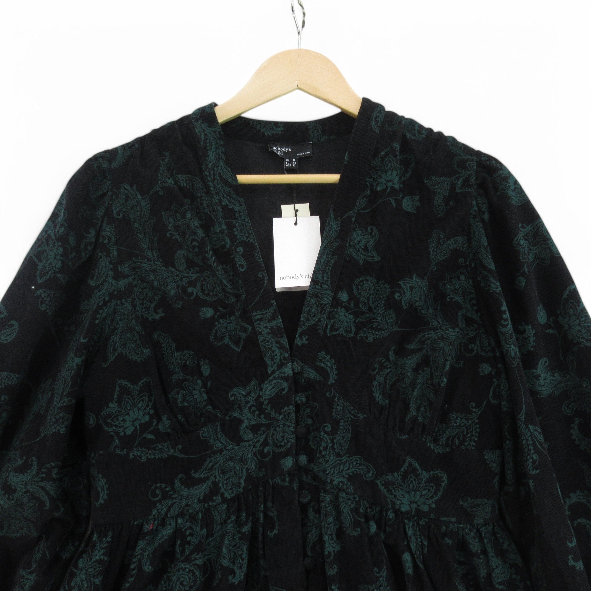 Nobodys Child Mini Dress UK 14 Black Green Womenswear| Preloved