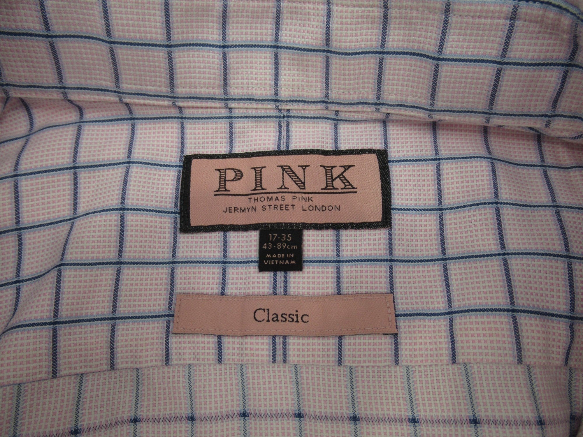 Brand label image for Thomas Pink 17" Pink Blue Checked Formal Shirt Menswear | Preloved