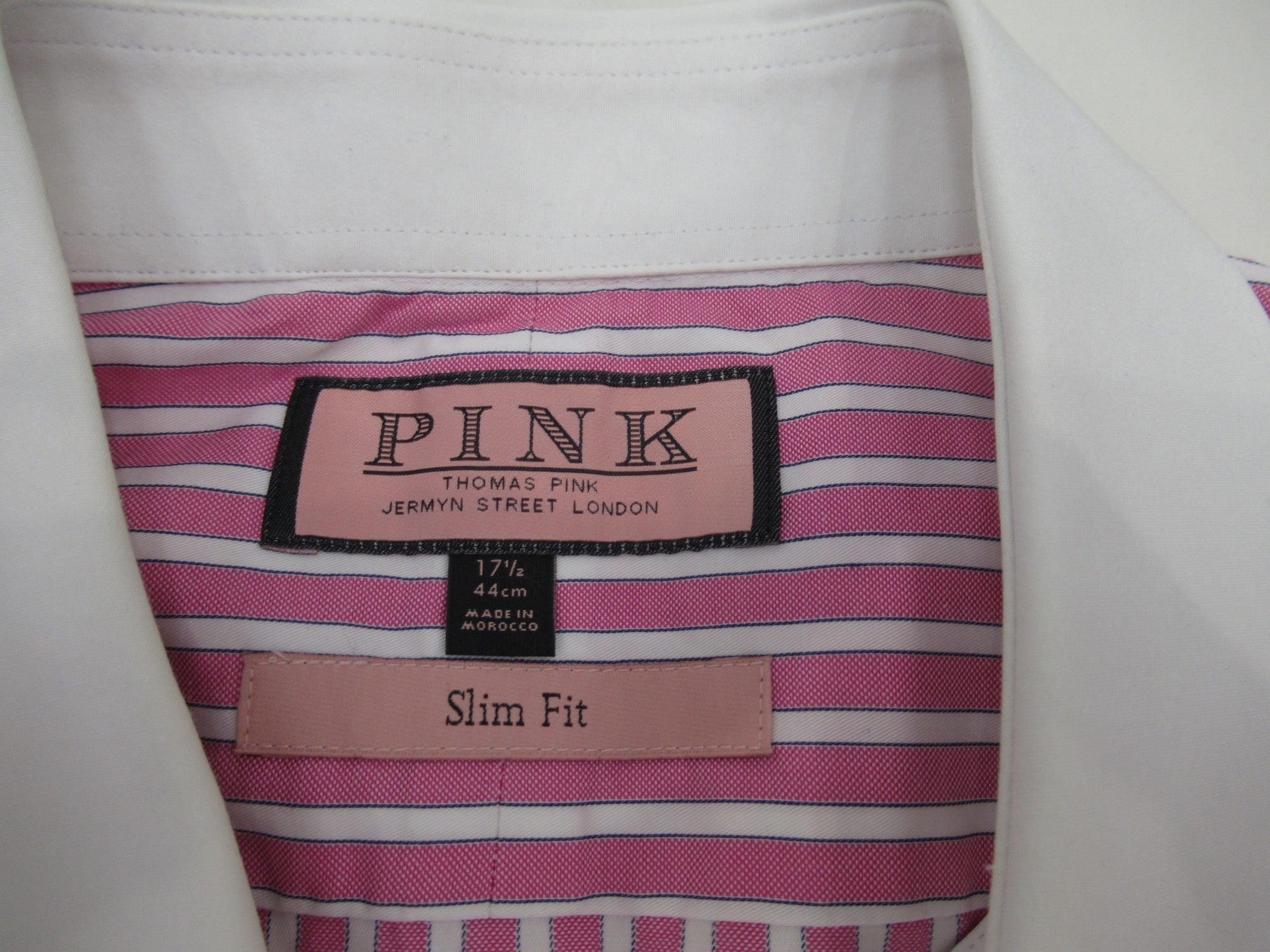 Brand label image for Thomas Pink 17.5" Pink White Striped Formal Shirt Menswear | Preloved