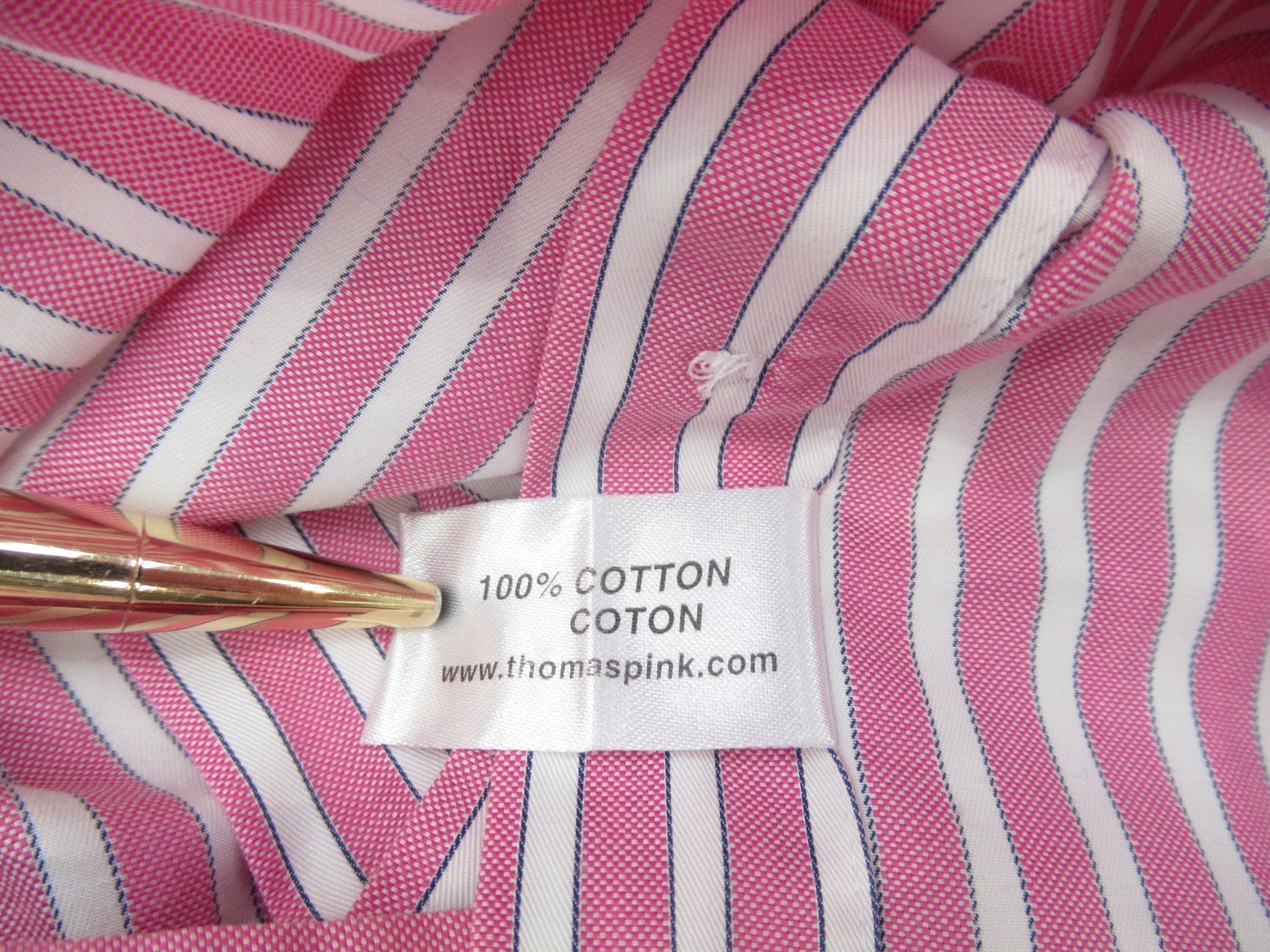 Care label image for Thomas Pink 17.5" Pink White Striped Formal Shirt Menswear | Preloved