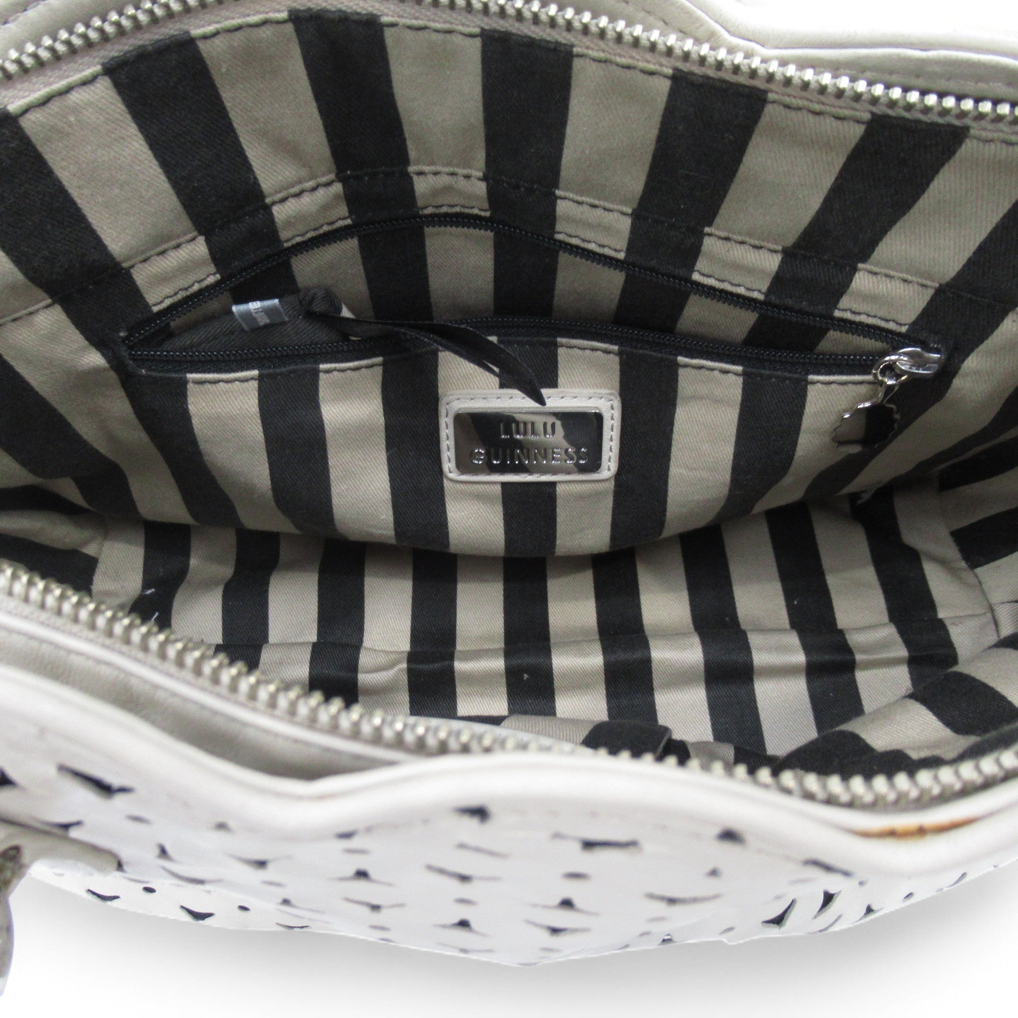 inner image for Lulu Guinness Shoulder Bag Cream Leather Womenswear | Preloved