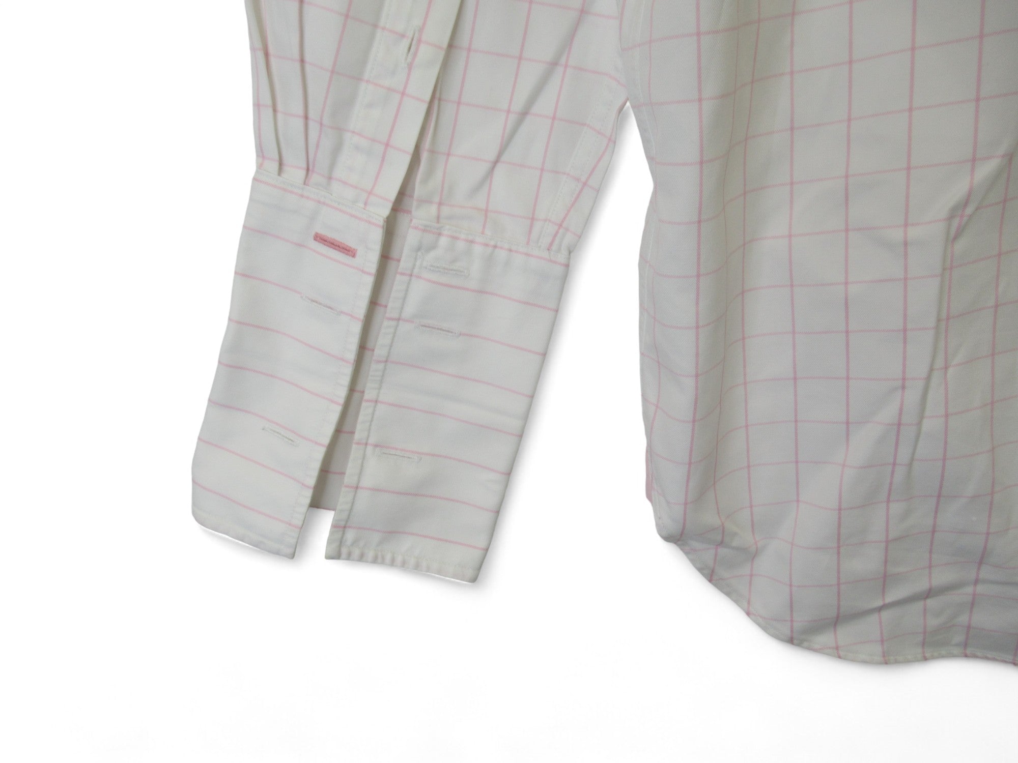 Sleeve cuff image for Thomas Pink White Pink Check 17.5" Formal Shirt Menswear | Preloved 