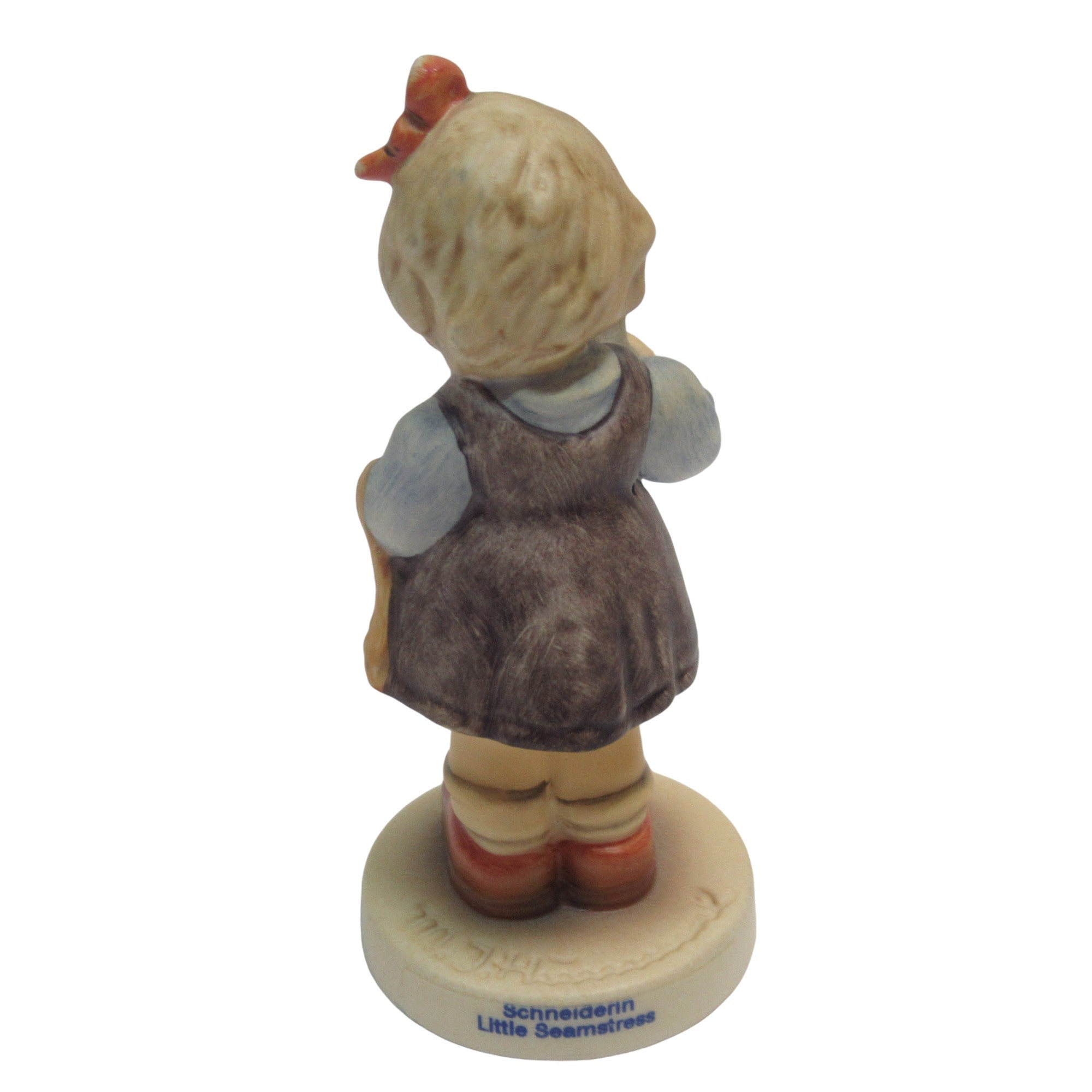 Rear image of Goebel Hummel Little Seamstress Figurine Porcelain Boxed | Preloved