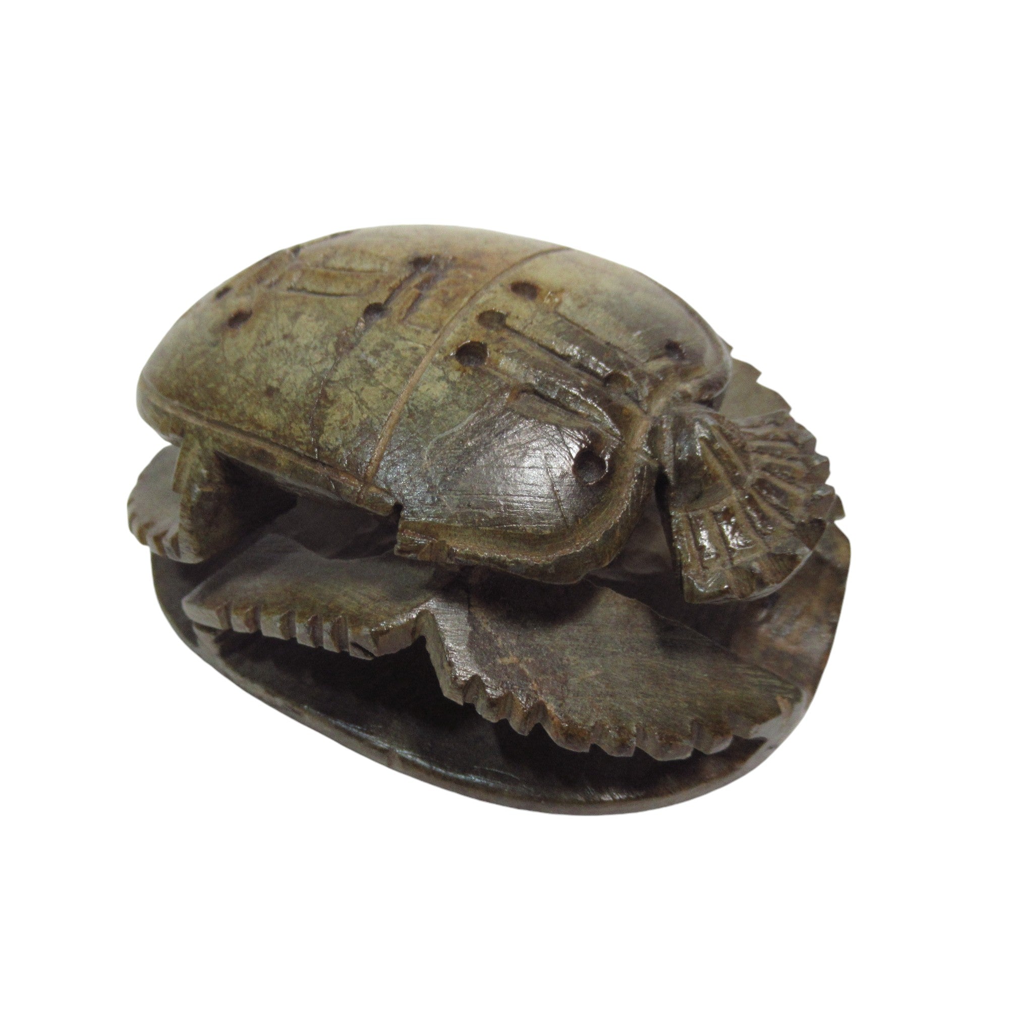 Side image of Scarab Beetle Egyptian Carved Stone Sculpture Figure 8.5cm