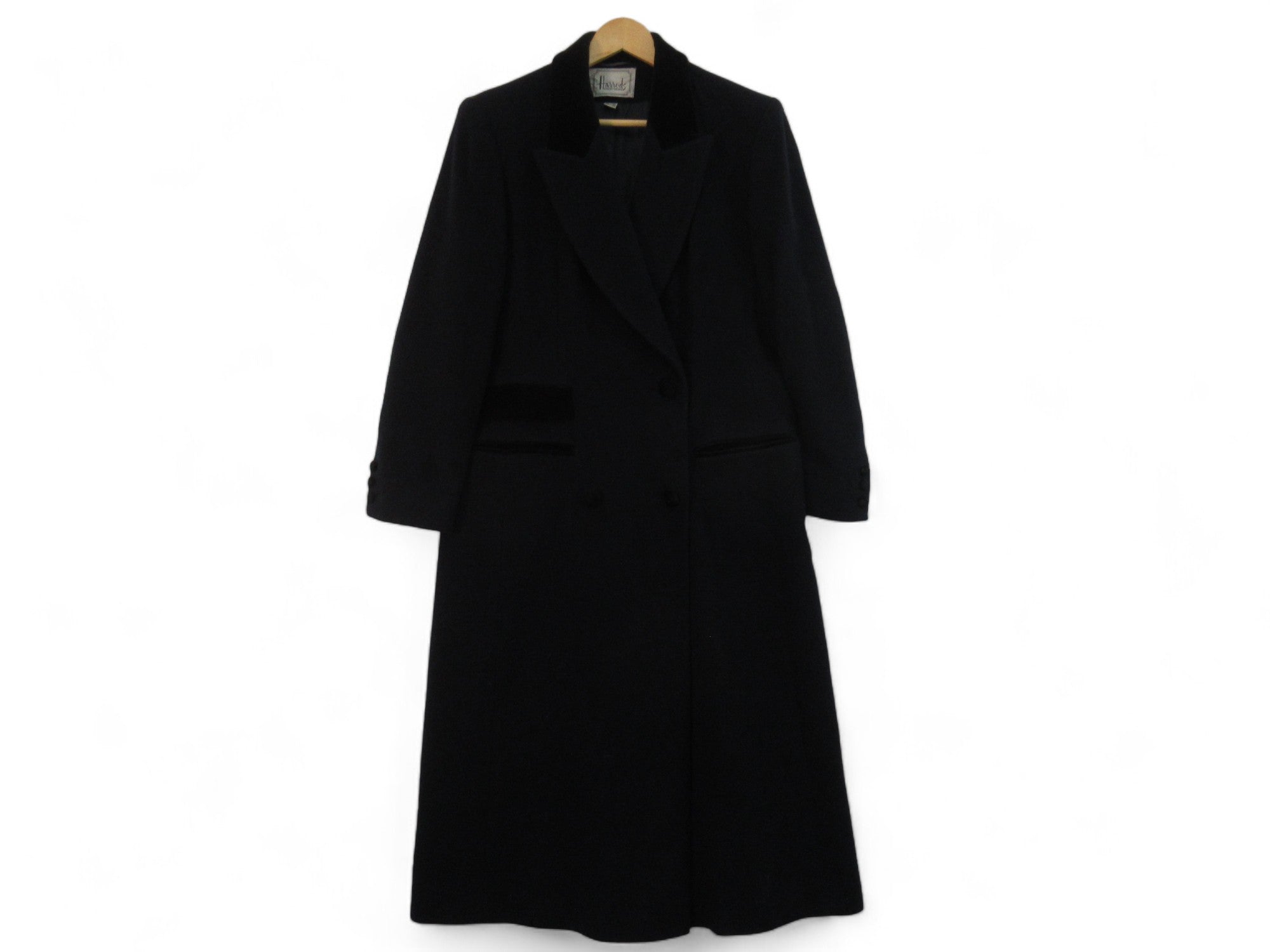 Front image for Harrods UK 12 Navy Wool Overcoat Womenswear | Preloved 