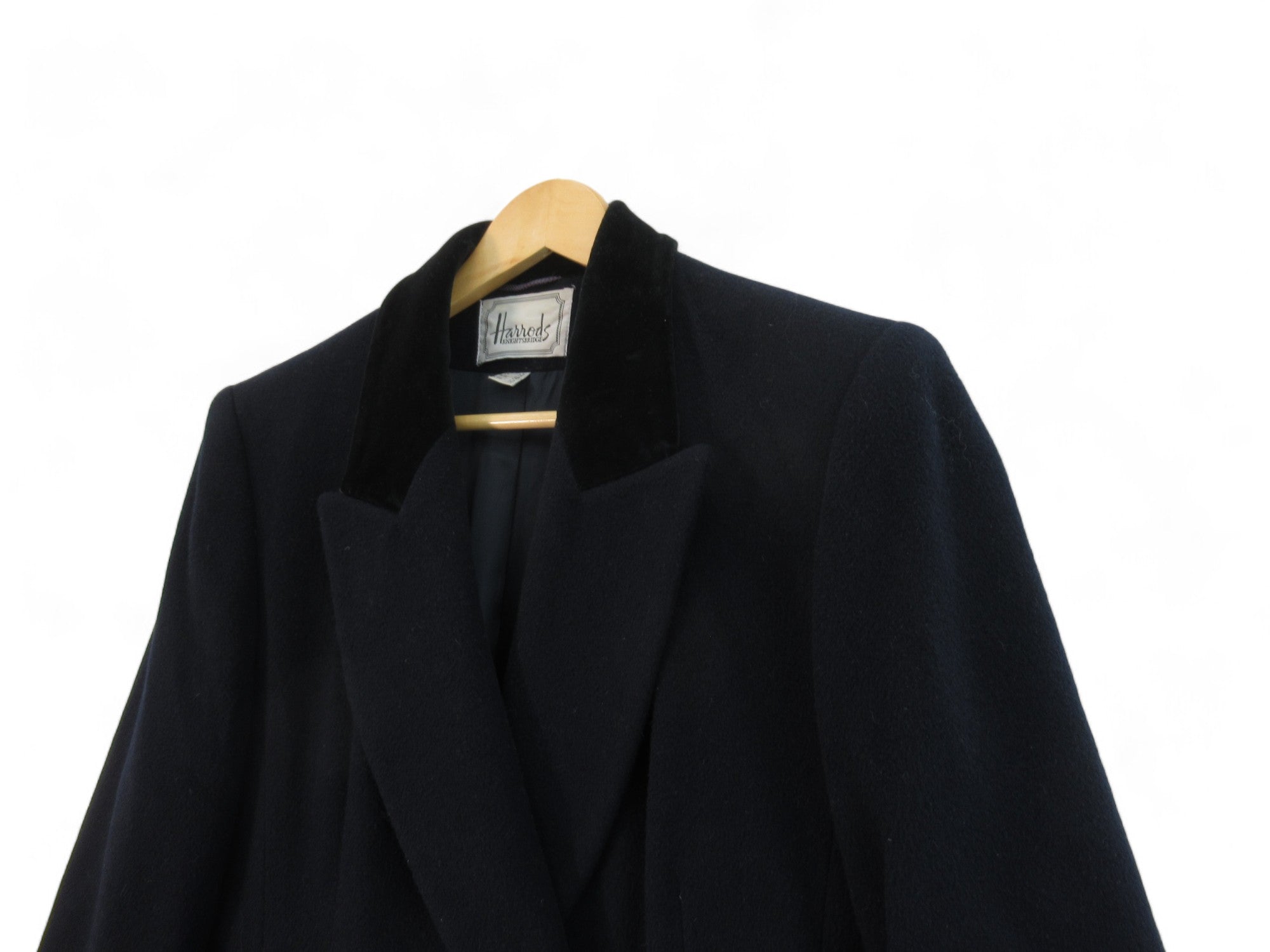 Close up front image for Harrods UK 12 Navy Wool Overcoat Womenswear | Preloved 