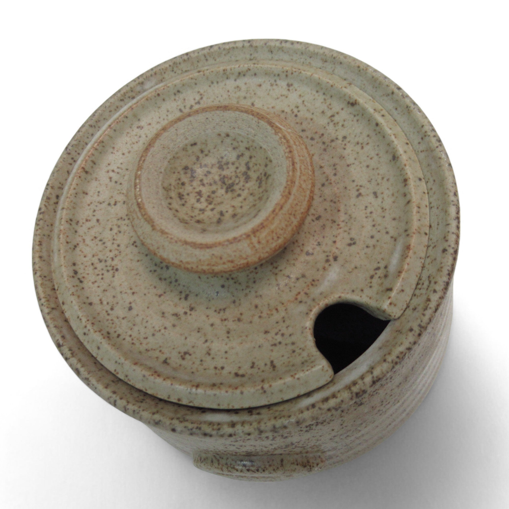 Top lid on image of Claymohr Gardenstown Lidded Honey Pot Speckled Clay