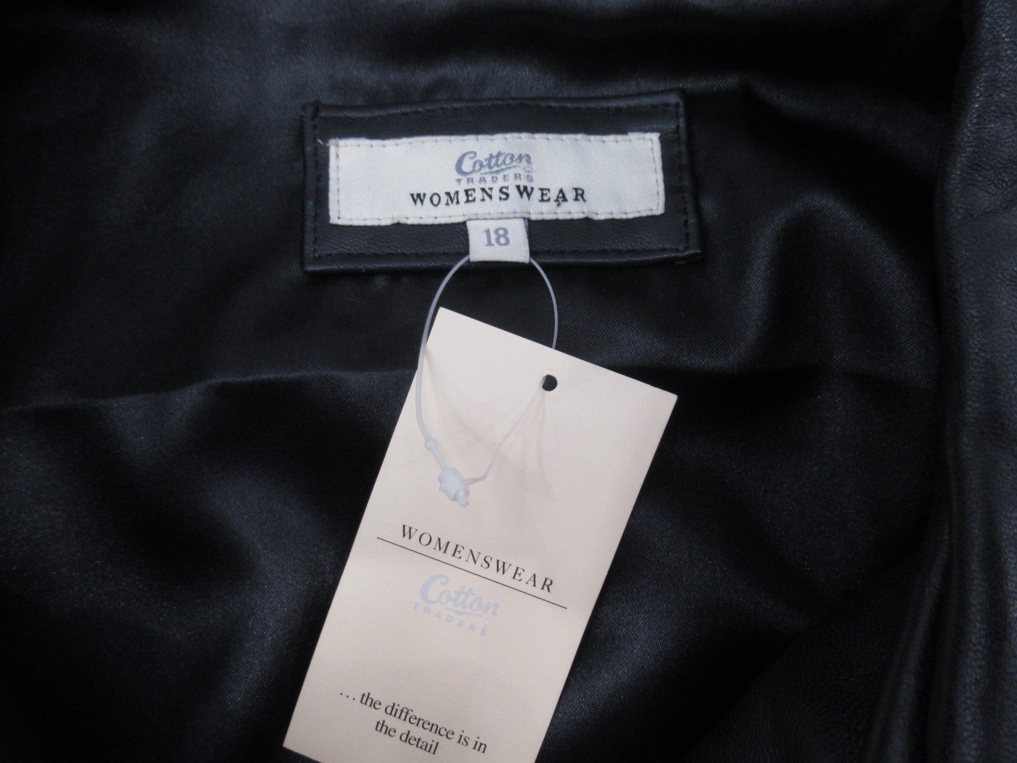 Brand image for Cotton Traders UK 18 Black Leather Jacket Womenswear | Preloved