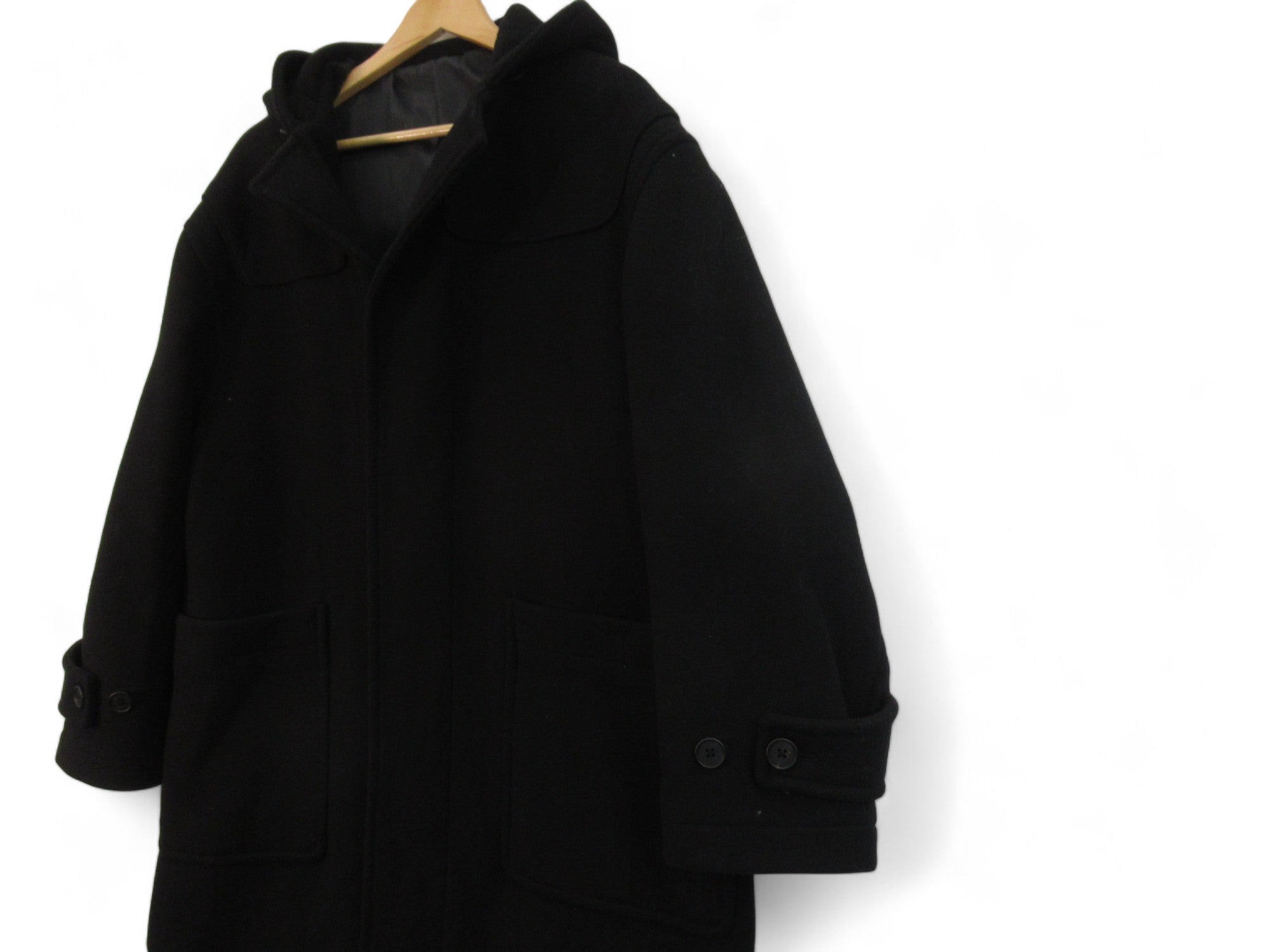 Side image for Melange Master Medium Black Duffle Coat Menswear | Preloved