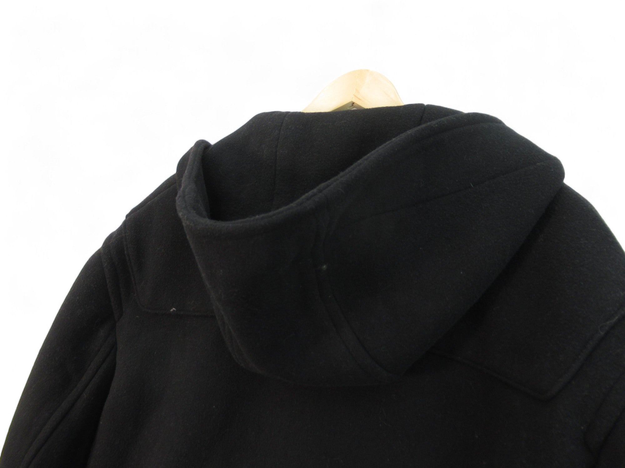 Hood image for Melange Master Medium Black Duffle Coat Menswear | Preloved