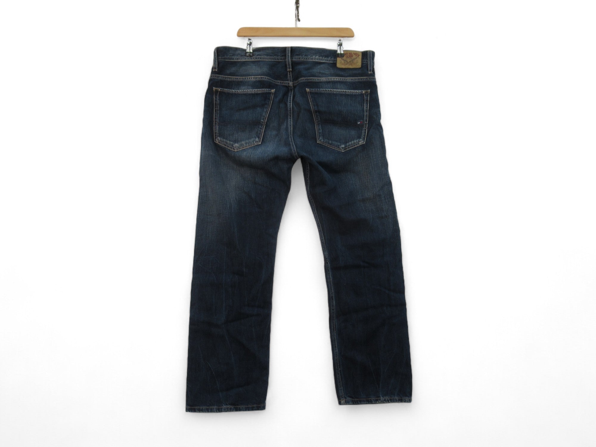 1円～!売切!【正規新品】TOMMY HILFIGER DENIM トミーヒルフィガー 高品質生地 ジョガーパンツ◆ワンポイントロゴフラッグ刺繍(L)紺181214 1円～!売切!正規新品TOMMY HILFIGER DENIM ビッグロゴ 裏起毛