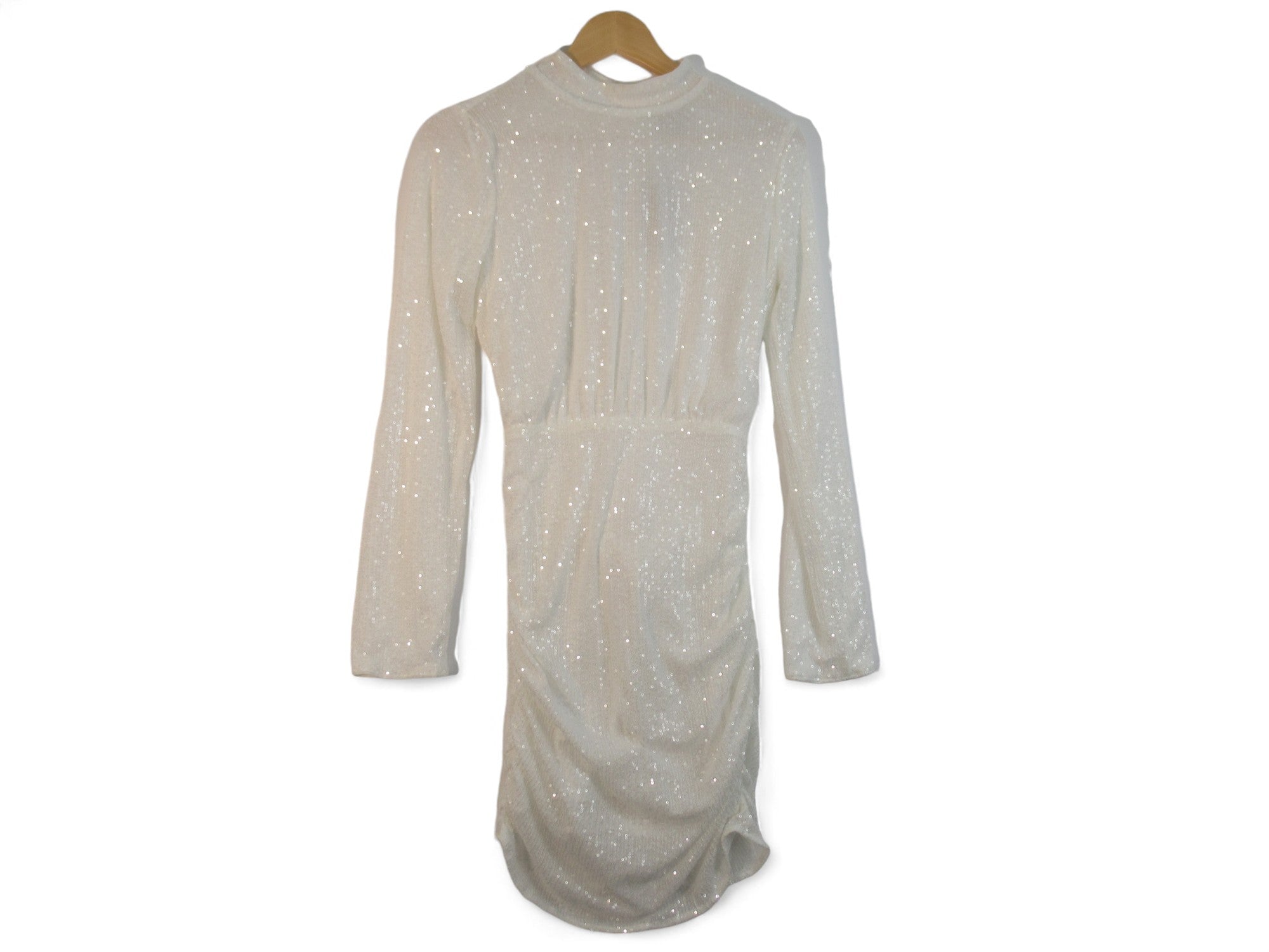 Front image for MissPap UK 12 White Sequin Ruched Dress Womenswear | Preloved