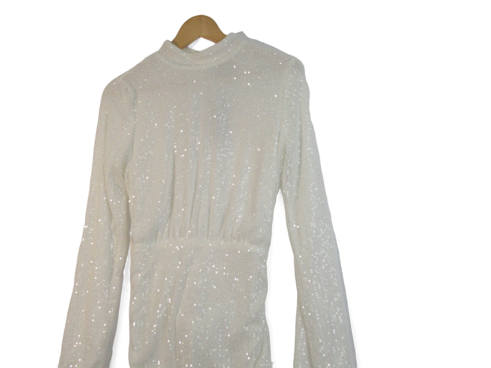 Front image for MissPap UK 12 White Sequin Ruched Dress Womenswear | Preloved