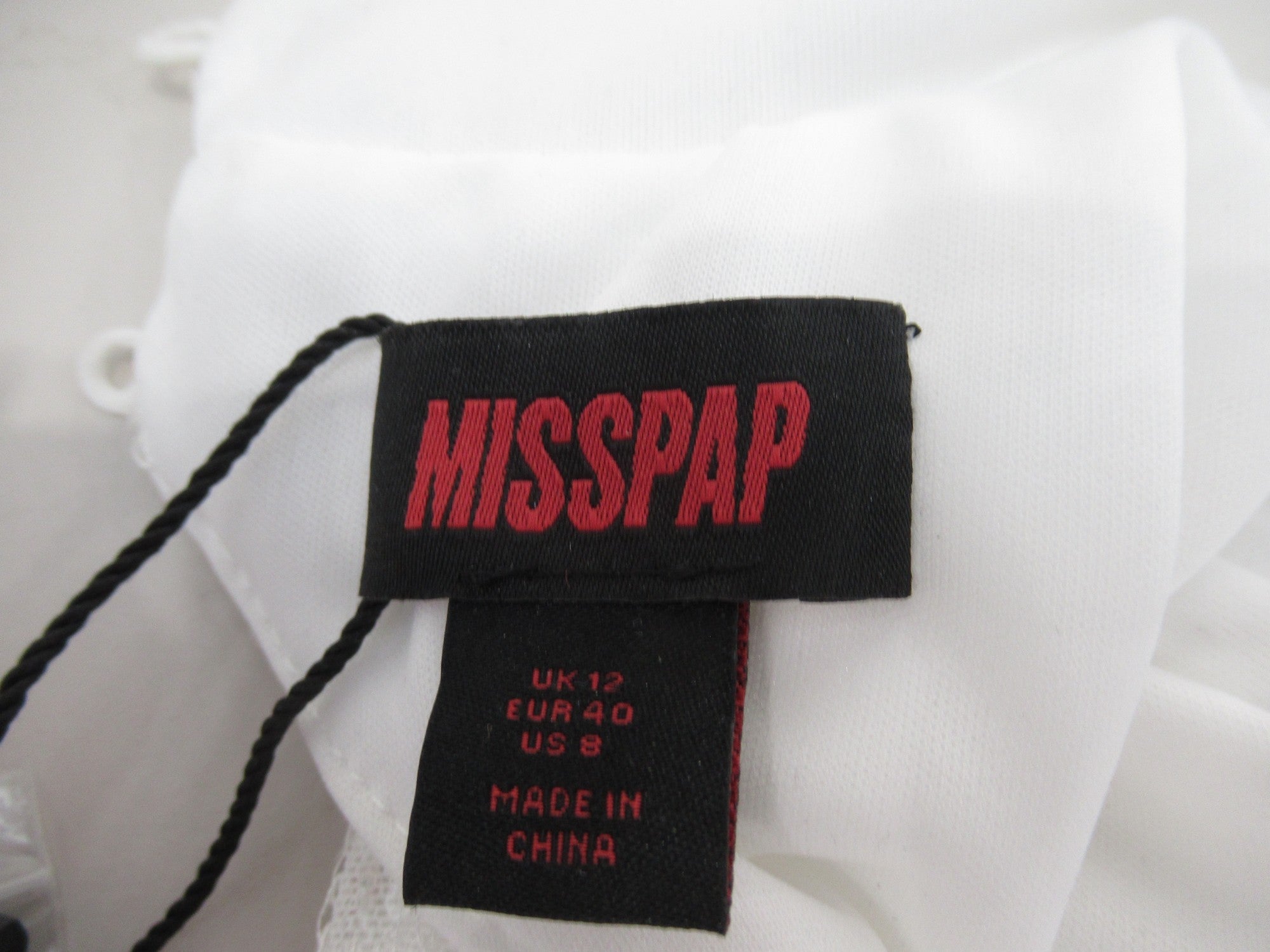 Brand label image for MissPap UK 12 White Sequin Ruched Dress Womenswear | Preloved