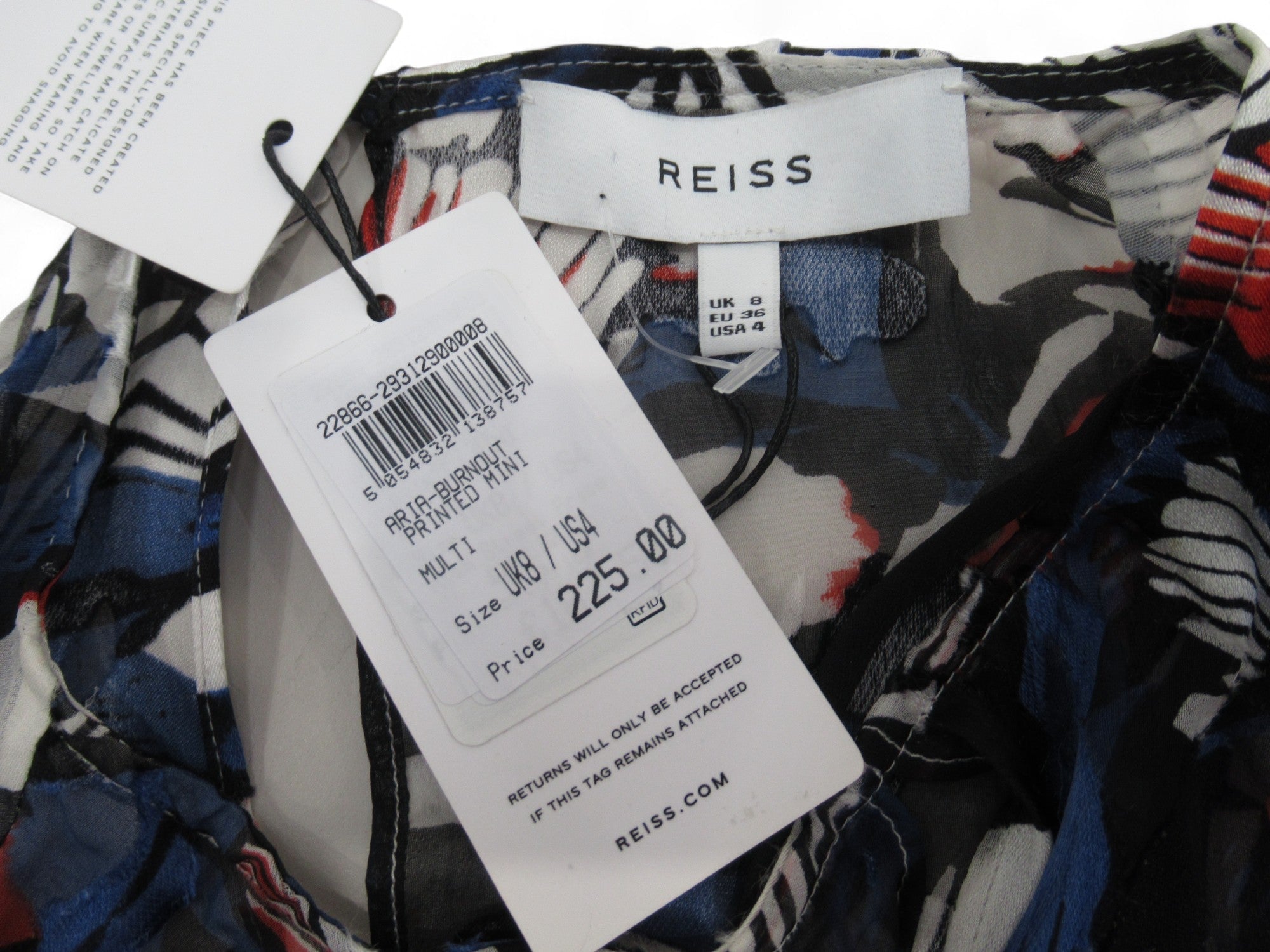 Brand label image for Reiss UK 8 Multicoloured Print Asymmetric Dress Womenswear | Preloved 