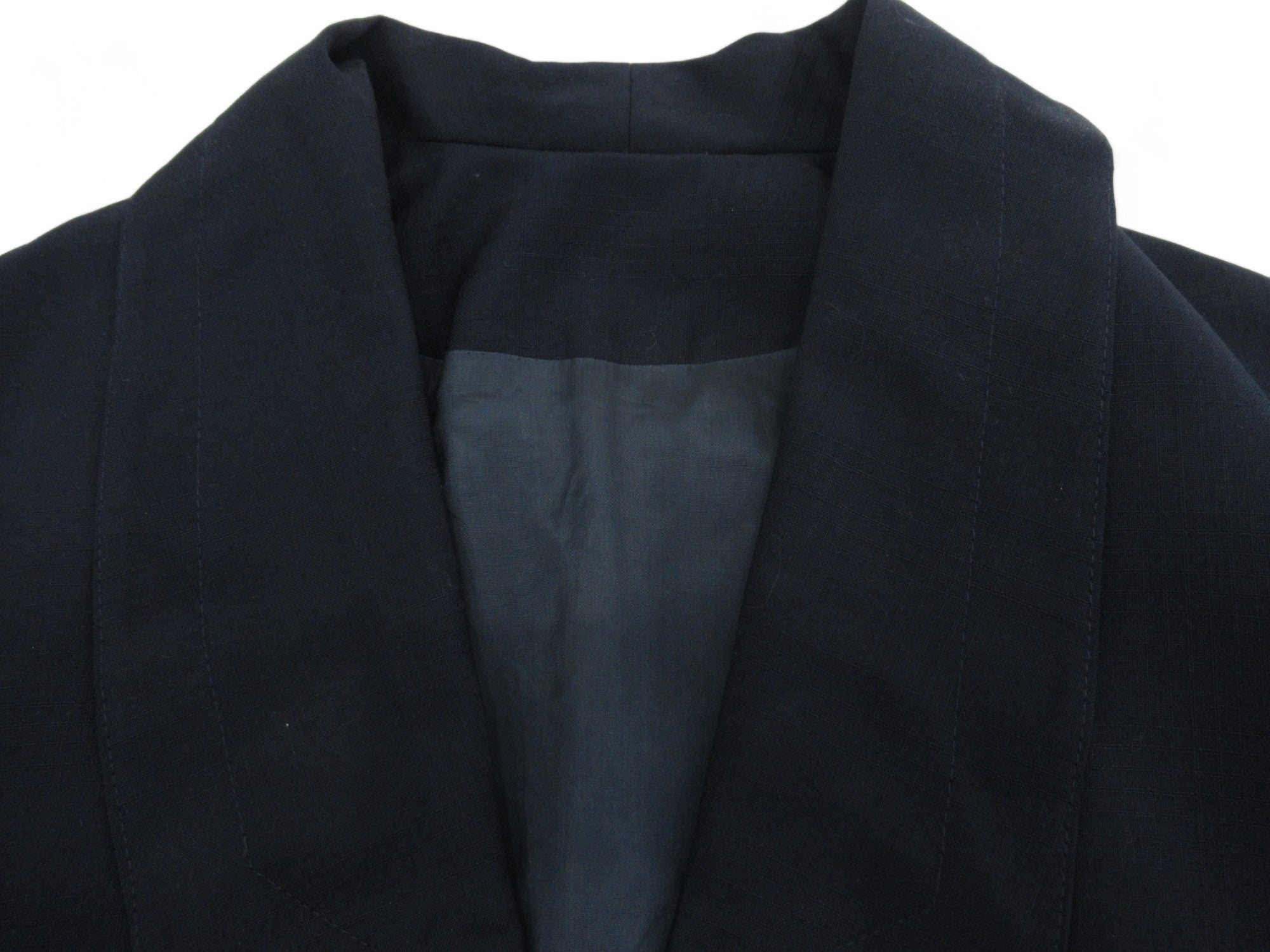 Close up collar image for Micheal Ambers UK 16 Navy Wool Overcoat Womenswear | Preloved