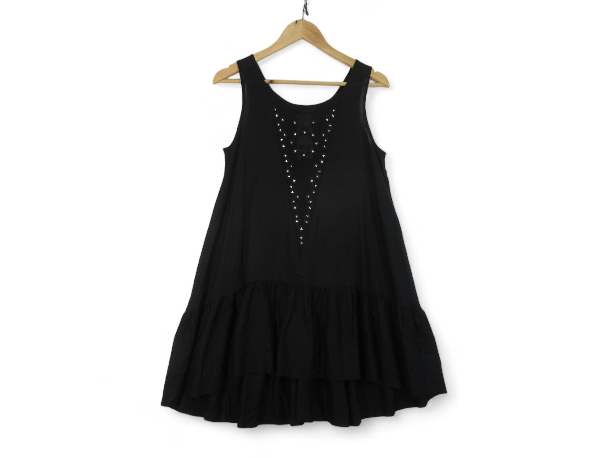 Front image for French Connection Small Black Frill Dress Womenswear | Preloved 