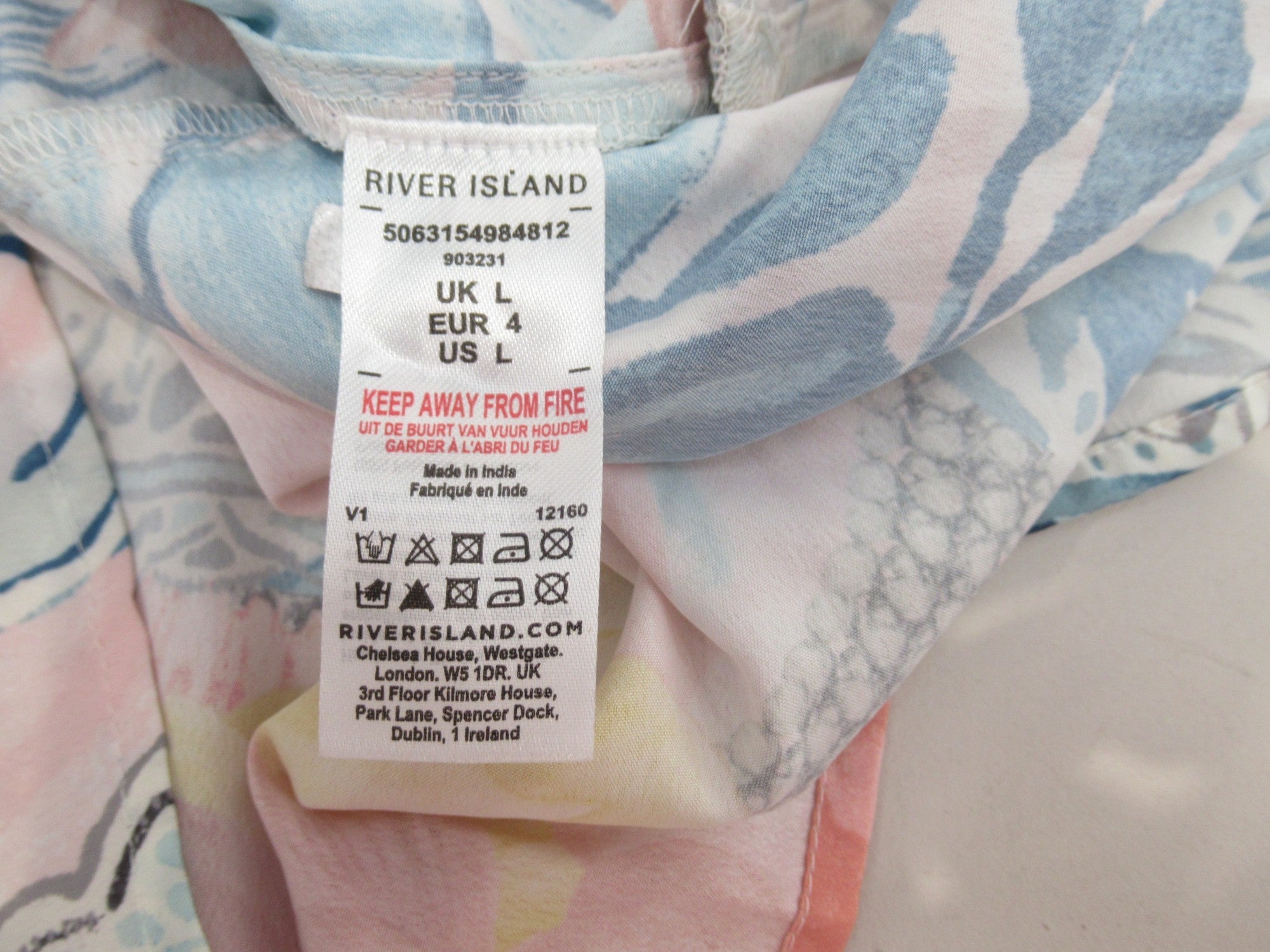 Care label image for River Island Large Multicoloured Jumpsuit Shorts Womenswear | Preloved