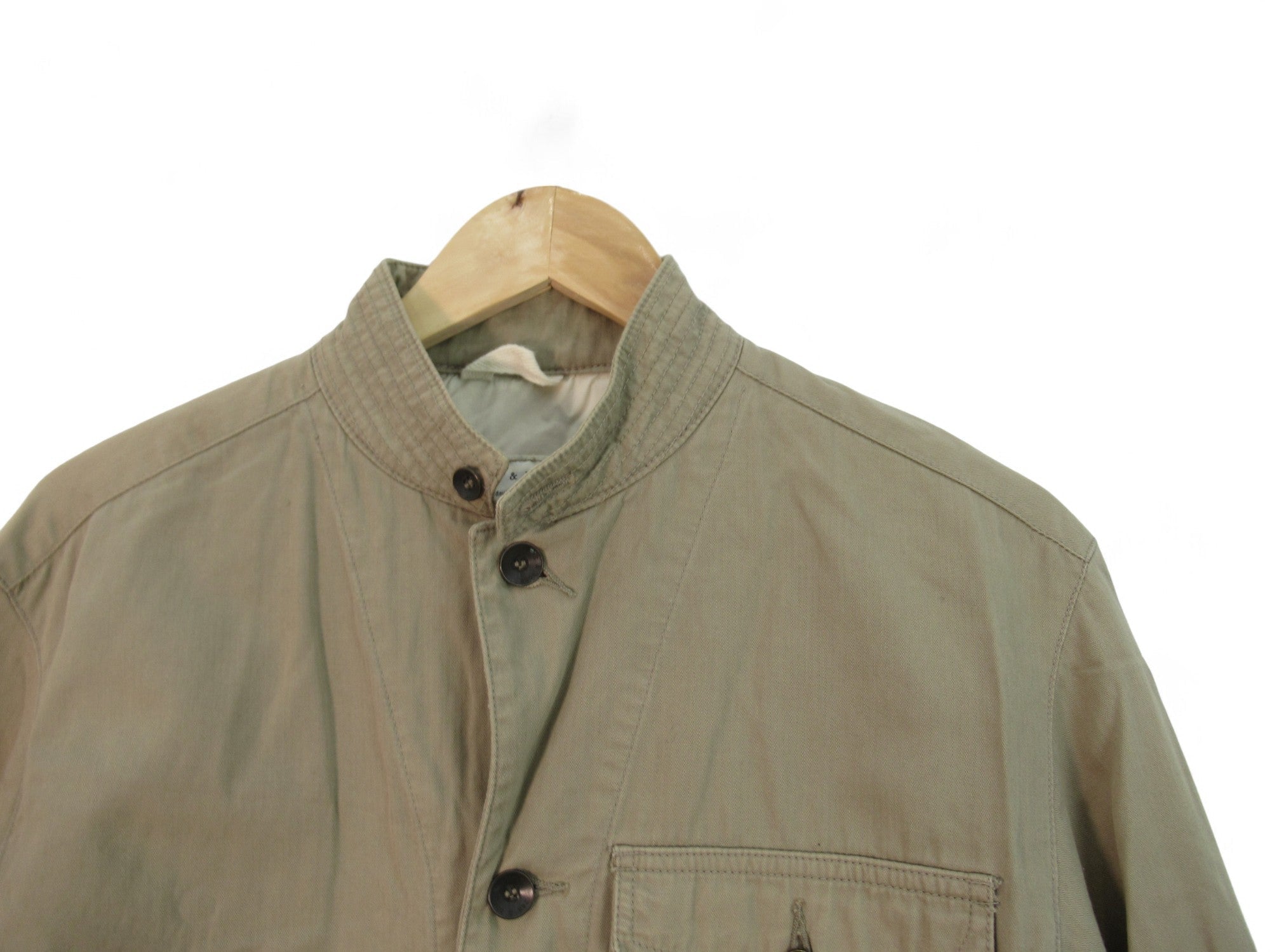 Close up front image for Rag & Bone Large Beige Chore Jacket Menswear | Preloved