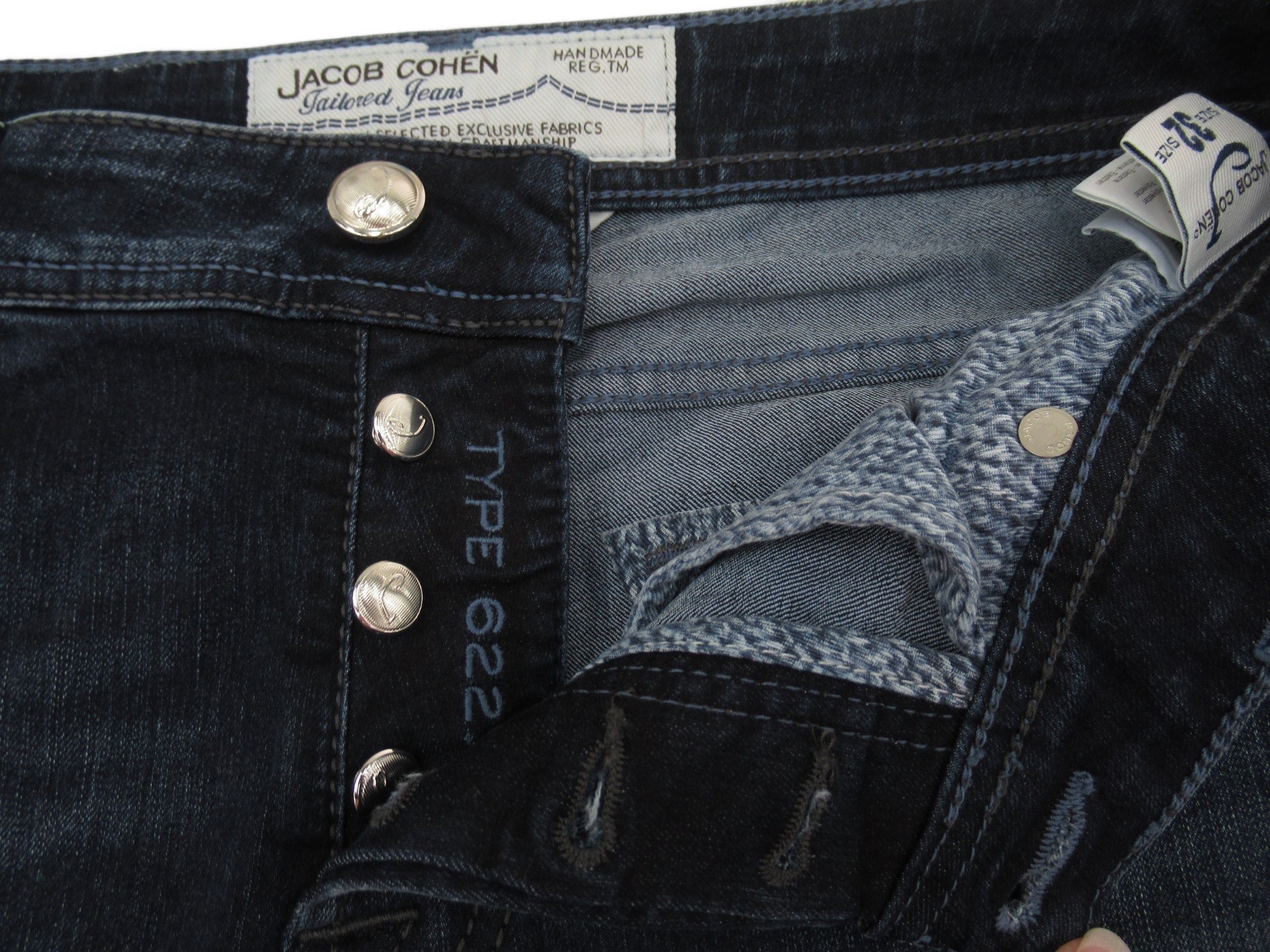 Button image for Jacob Cohen Tailored 32 Blue Denim Jeans Menswear | Preloved