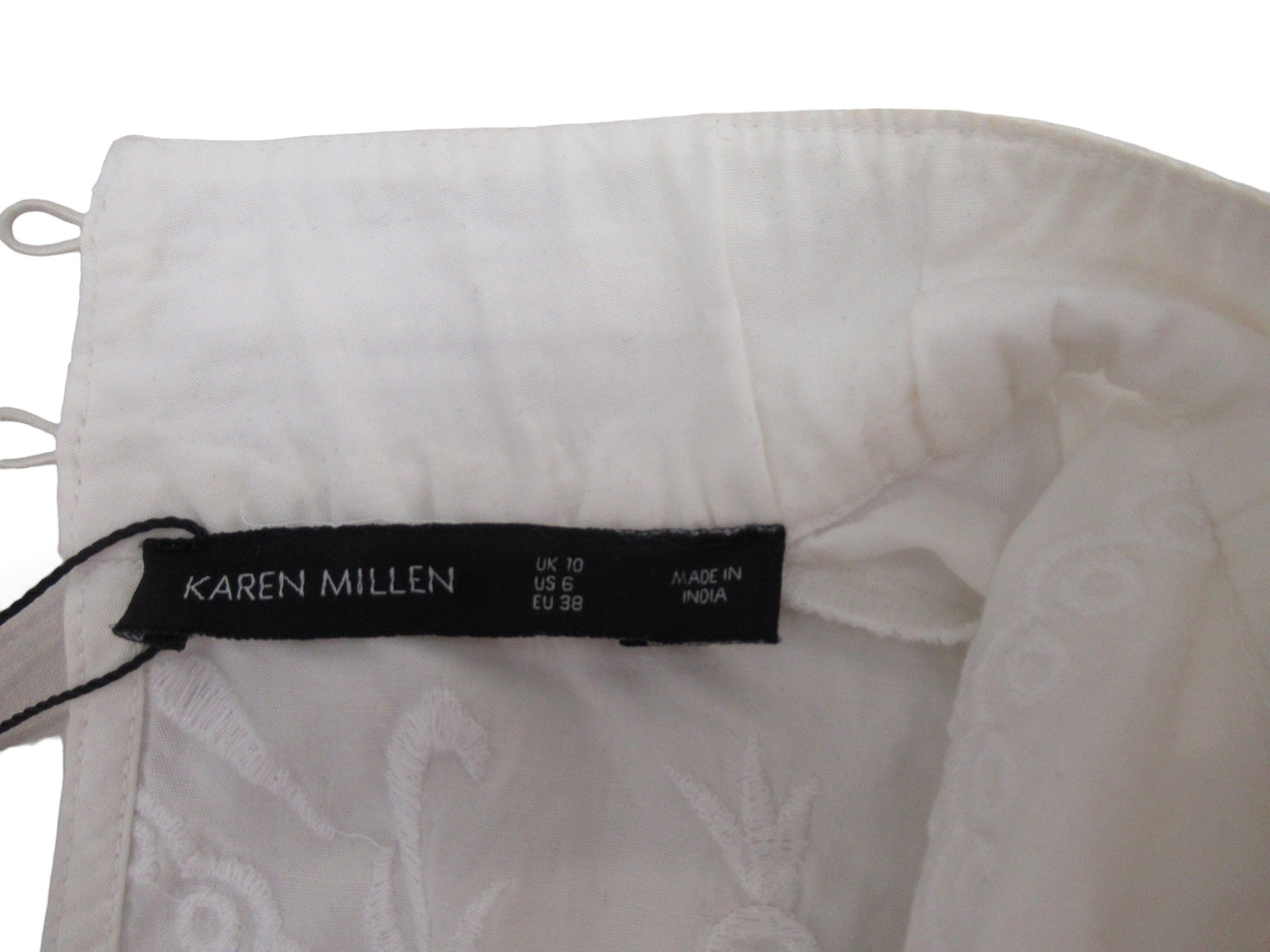 Brand label image for Karen Millen UK 10 White Cropped Blouse Womenswear | Preloved