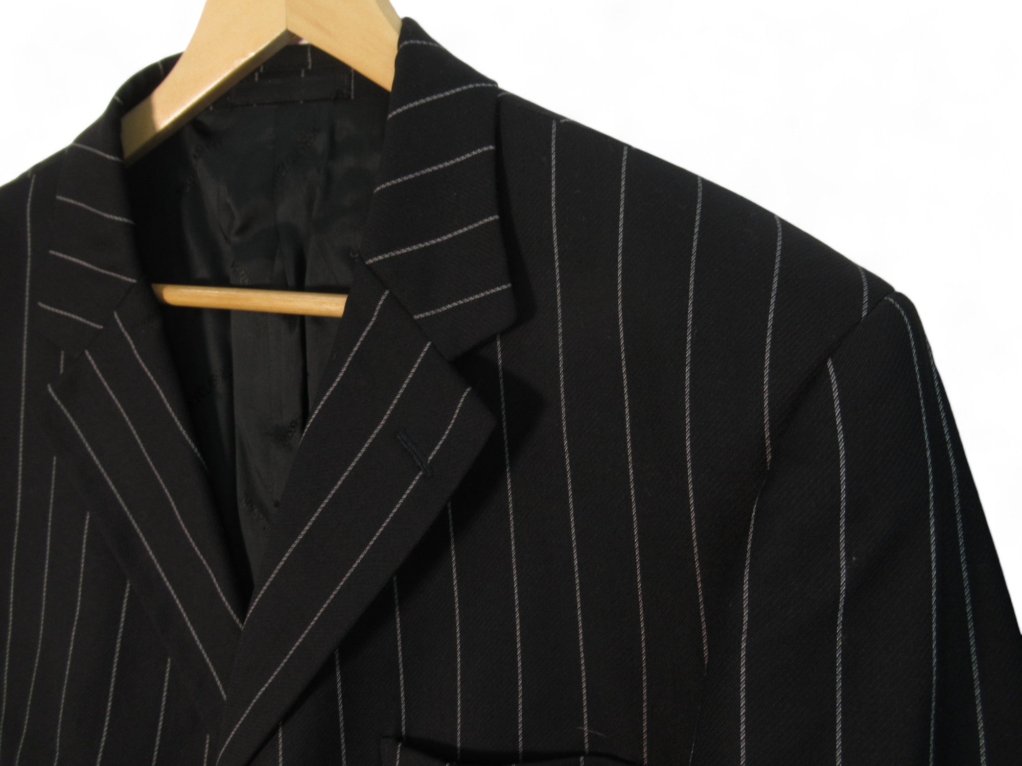 Shoulder image for Versace Classic 46 Chest Black Pinstripe Suit Menswear | Preloved