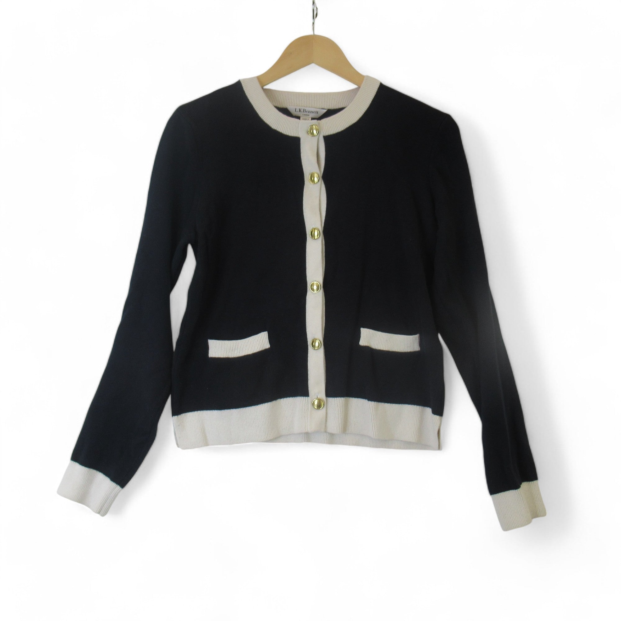 front image for L K Bennett Small Navy Cardigan Womenswear | Preloved 