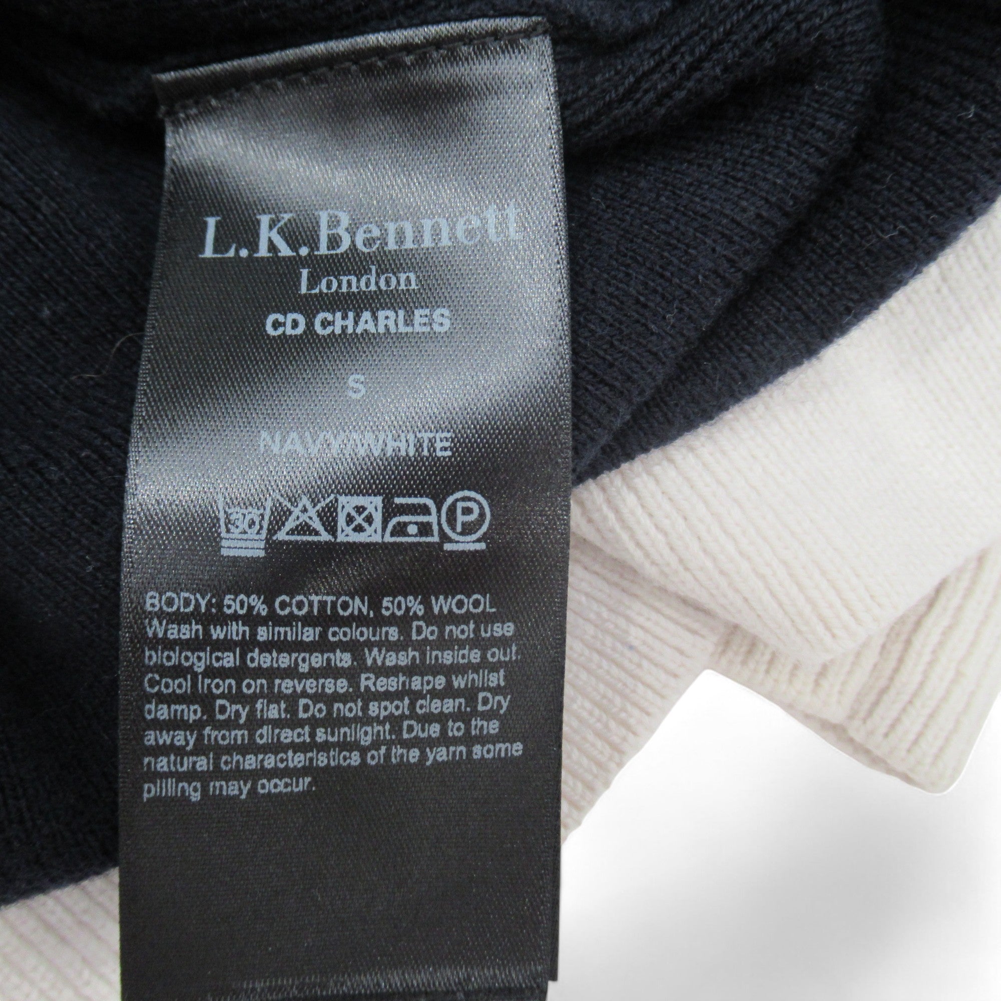 care label image for L K Bennett Small Navy Cardigan Womenswear | Preloved 