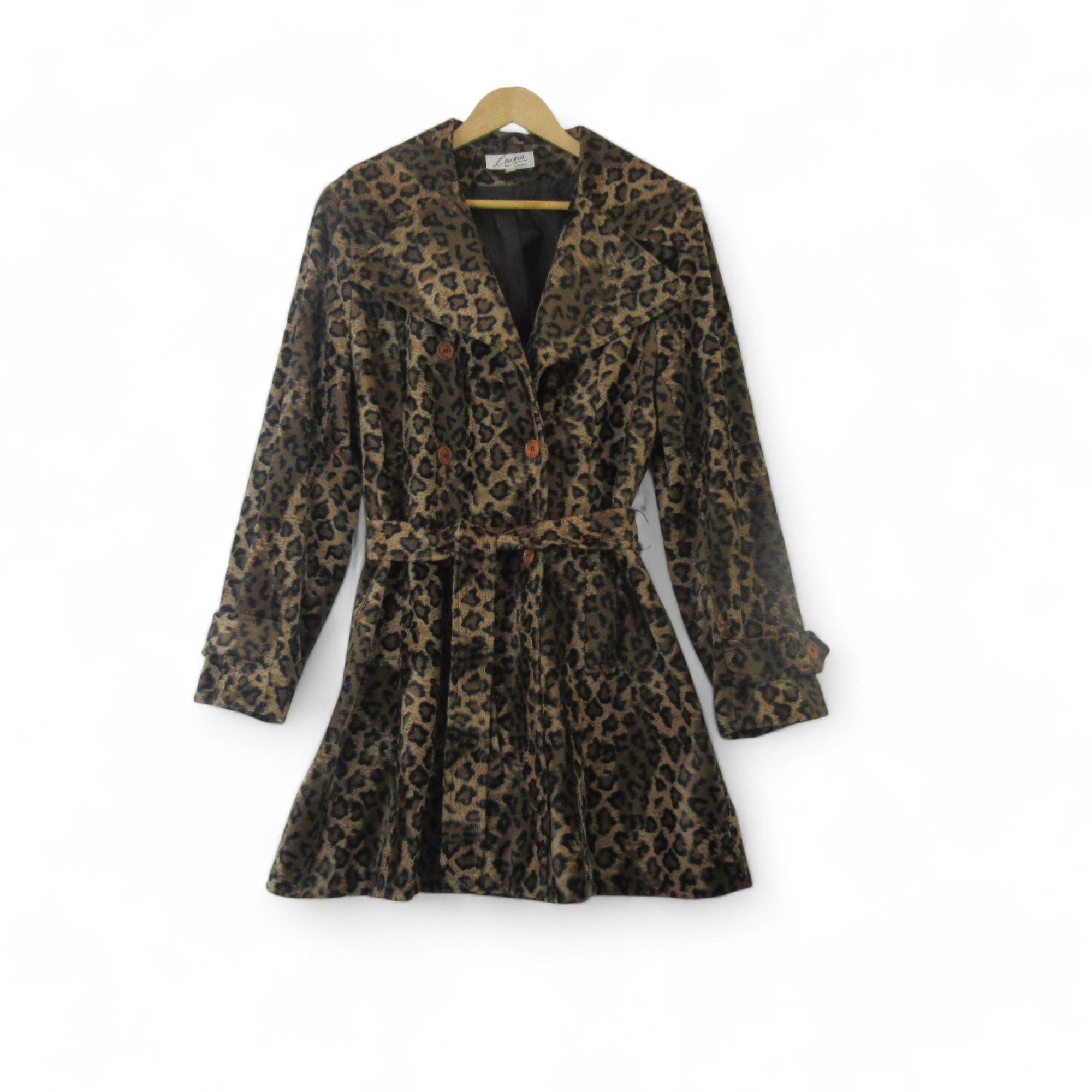 front image for Leana London Vintage UK 12 Leopard Print Coat Womenswear | Preloved 