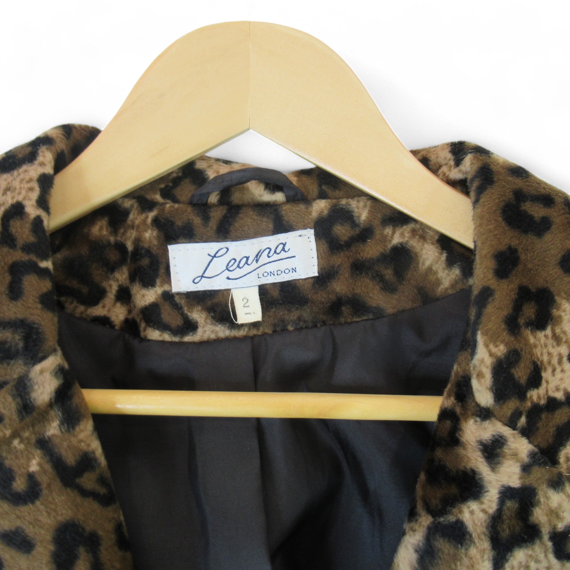 label image for Leana London Vintage UK 12 Leopard Print Coat Womenswear | Preloved 