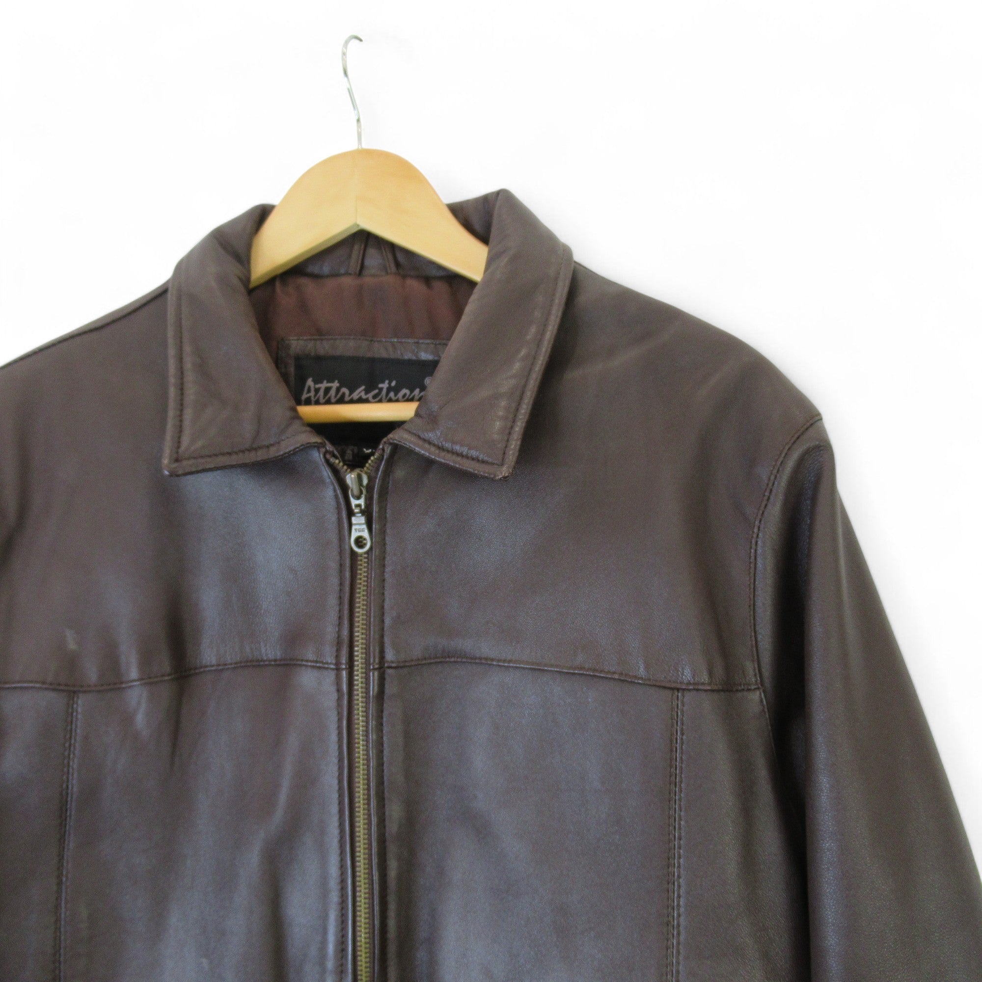 top image for Marple Attraction XL Brown Vintage Jacket Leather Menswear | Preloved