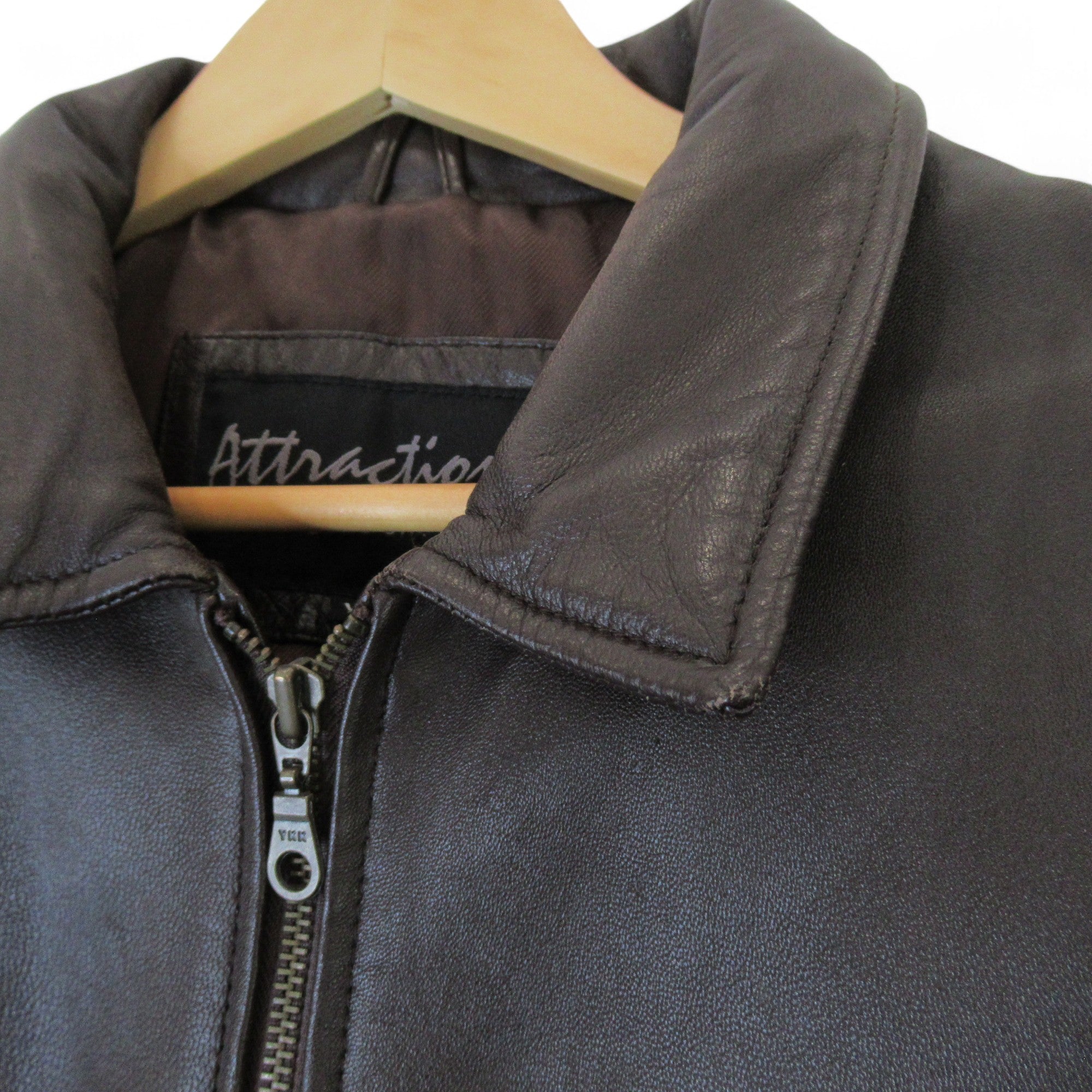 collar image for Marple Attraction XL Brown Vintage Jacket Leather Menswear | Preloved